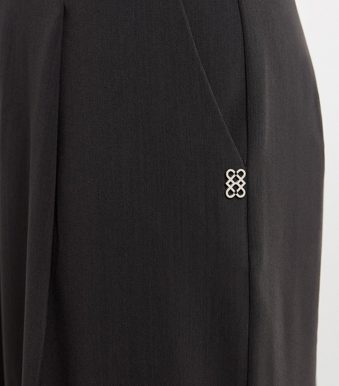 Pleated Wide Leg Trousers Dark Gray