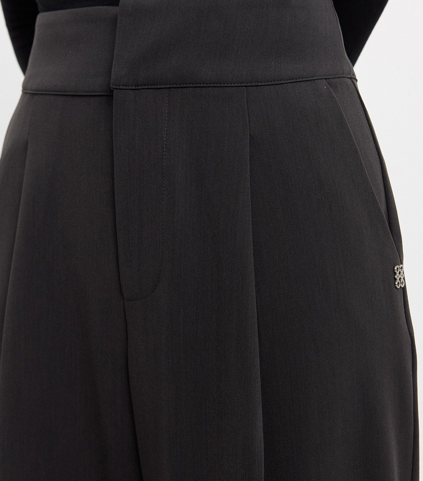 Pleated Wide Leg Trousers Dark Gray