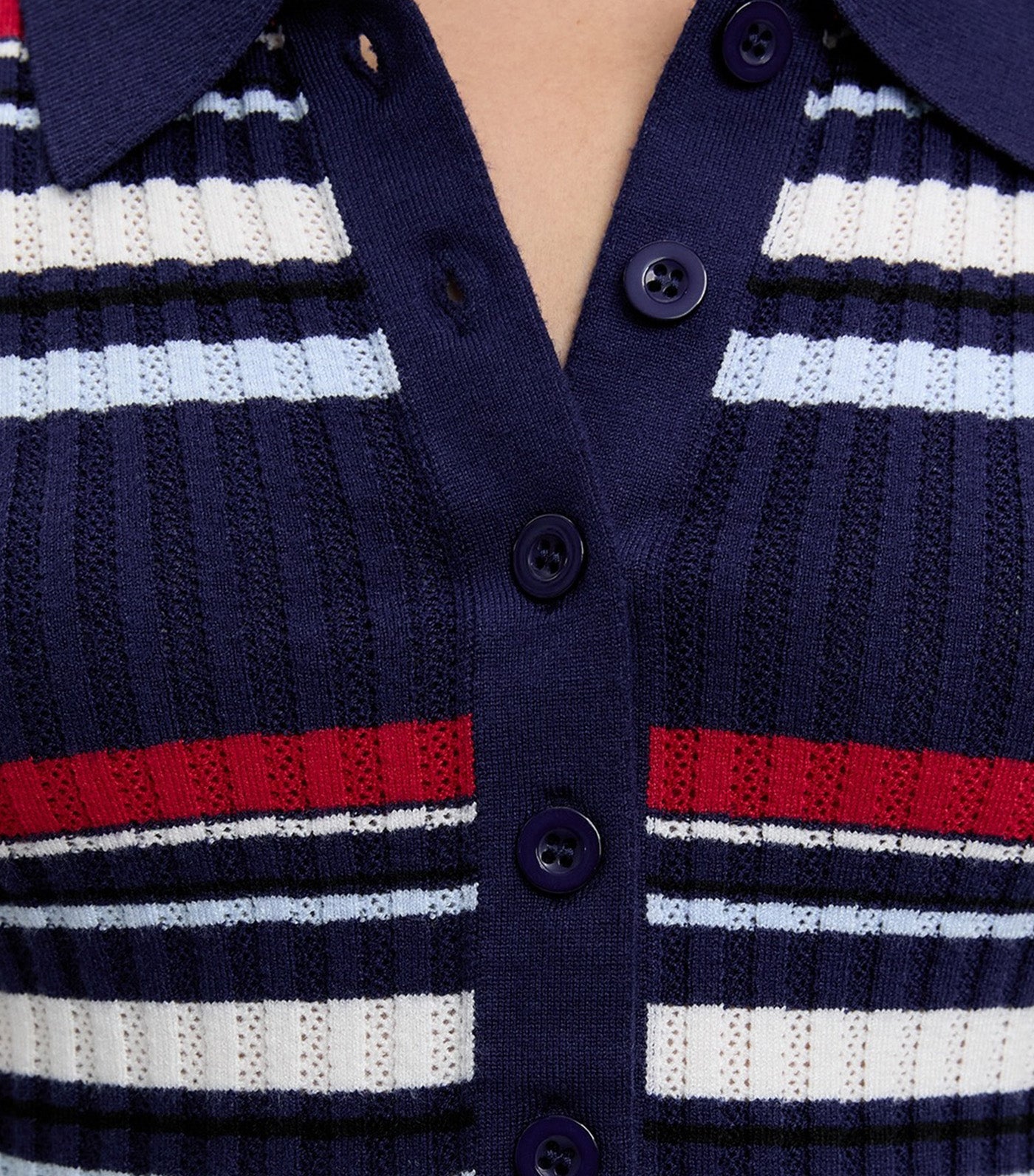 Pomelo Striped Knit Top Navy