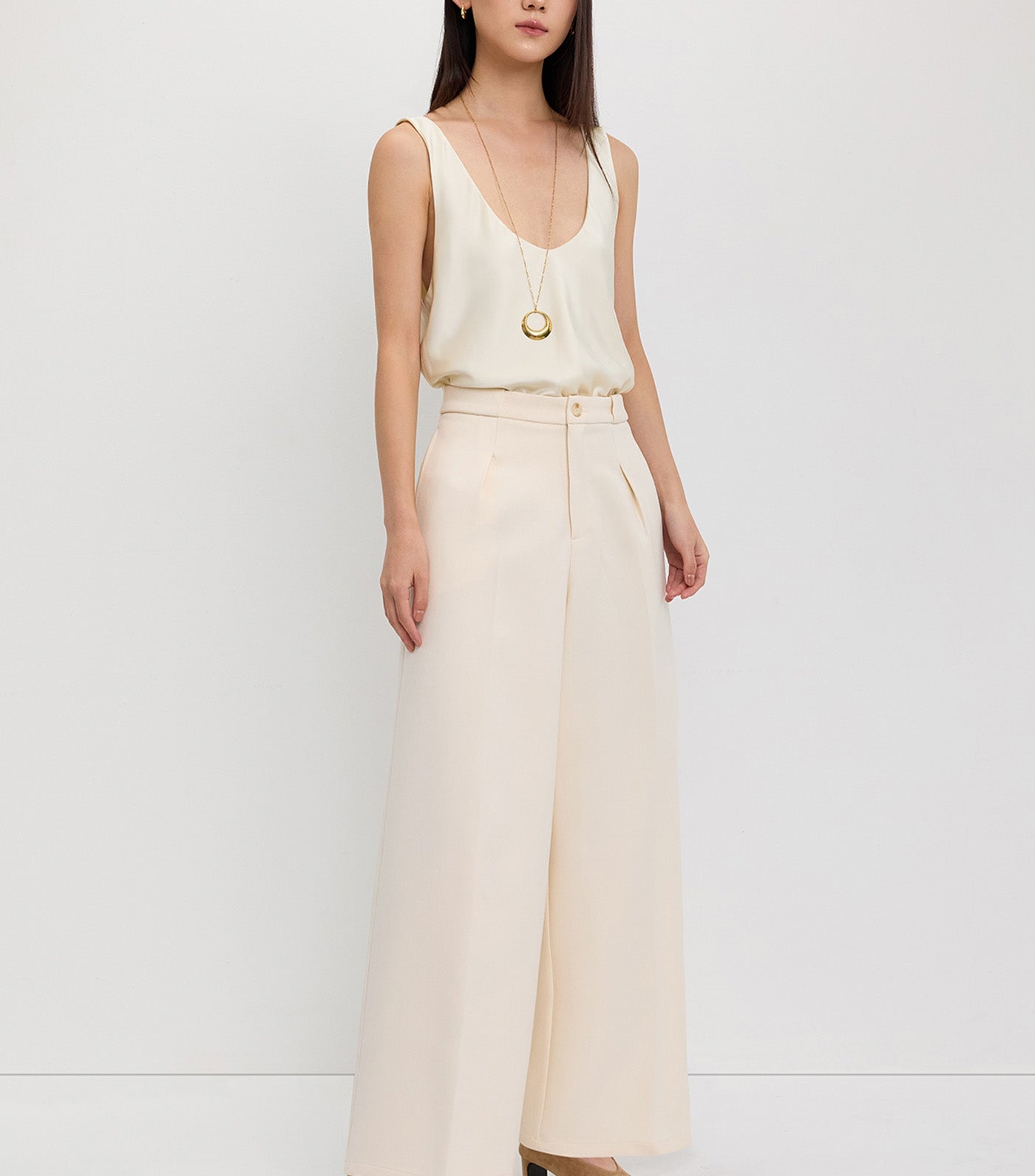 Wide-Leg Trousers Beige