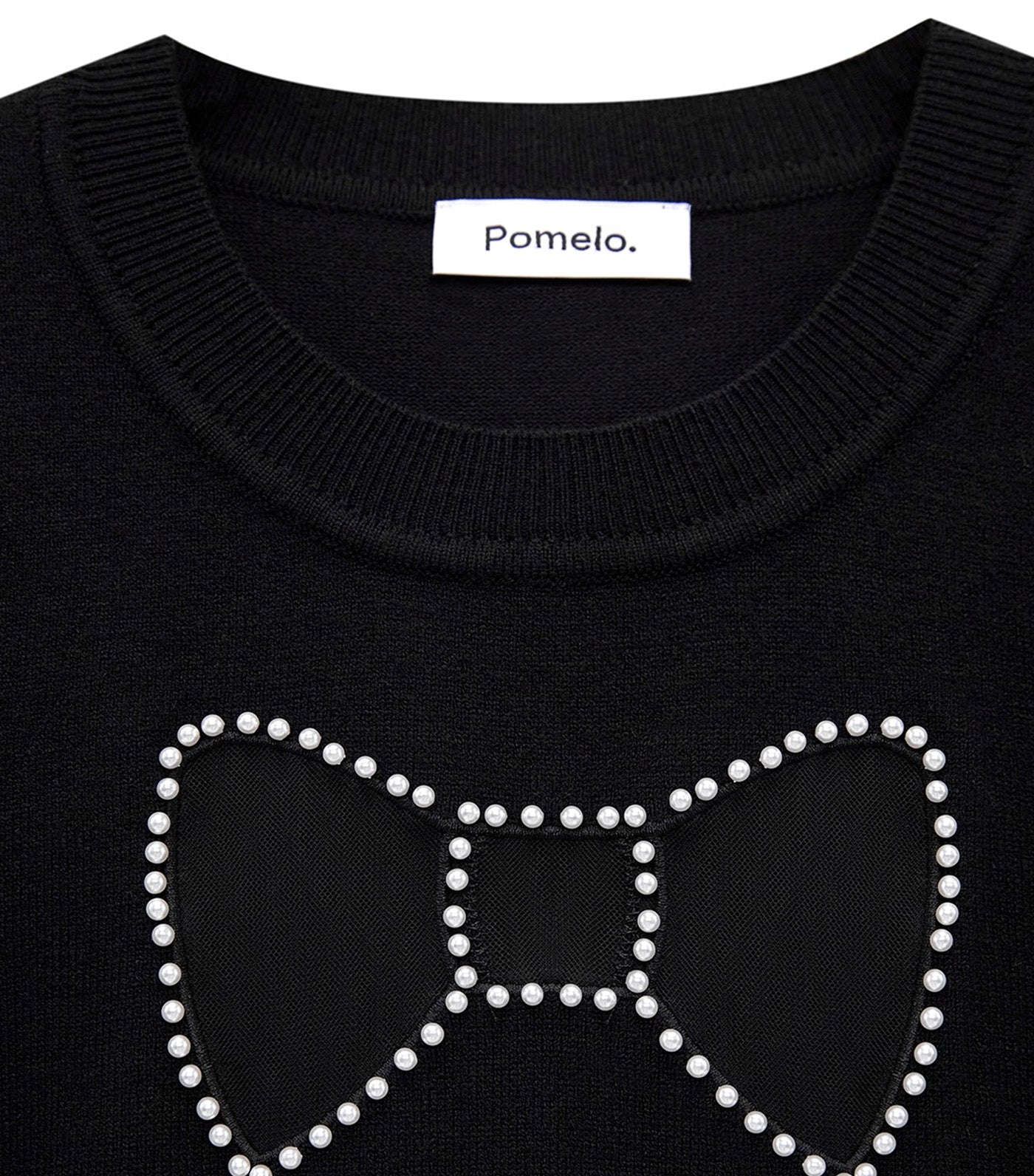 Puff Sleeve Bow Embellished Crop Top Black