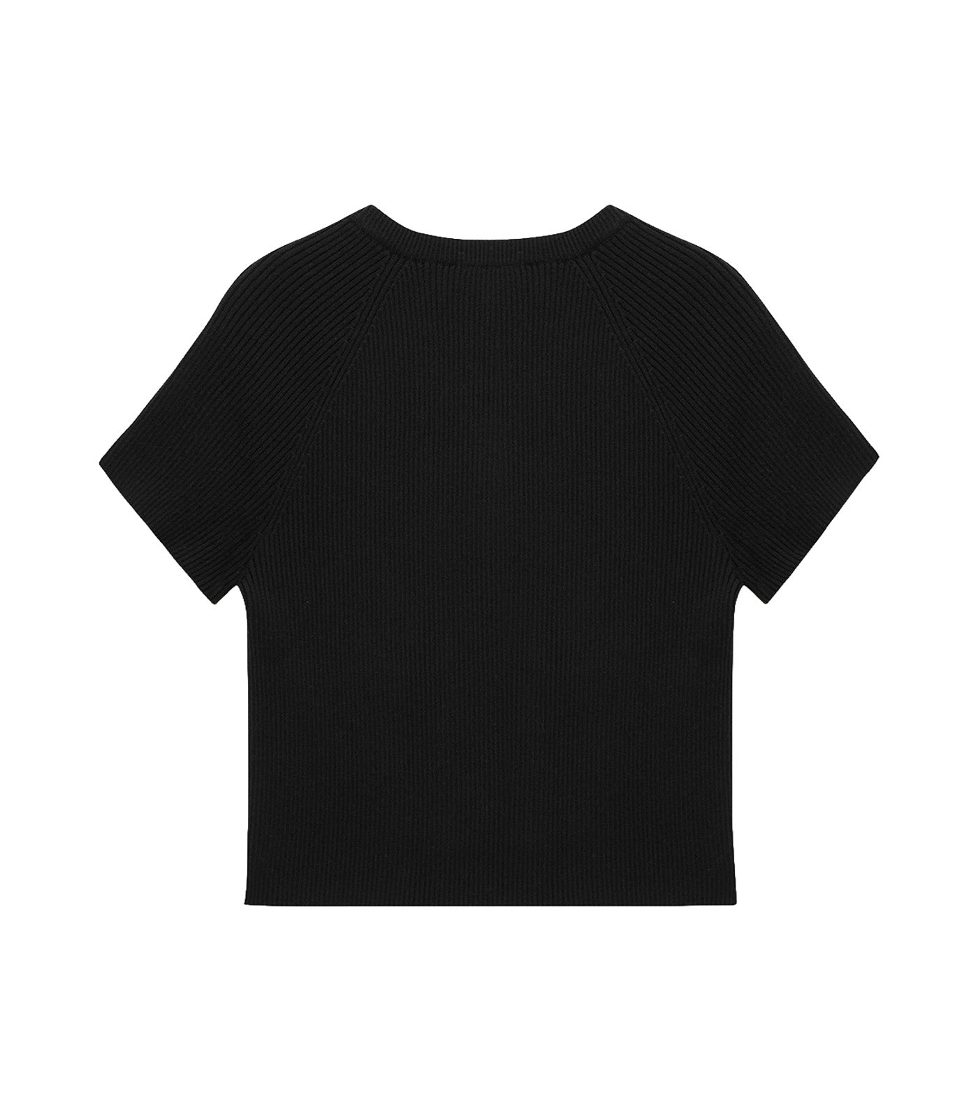 Bow Motif Ribbed Top Black