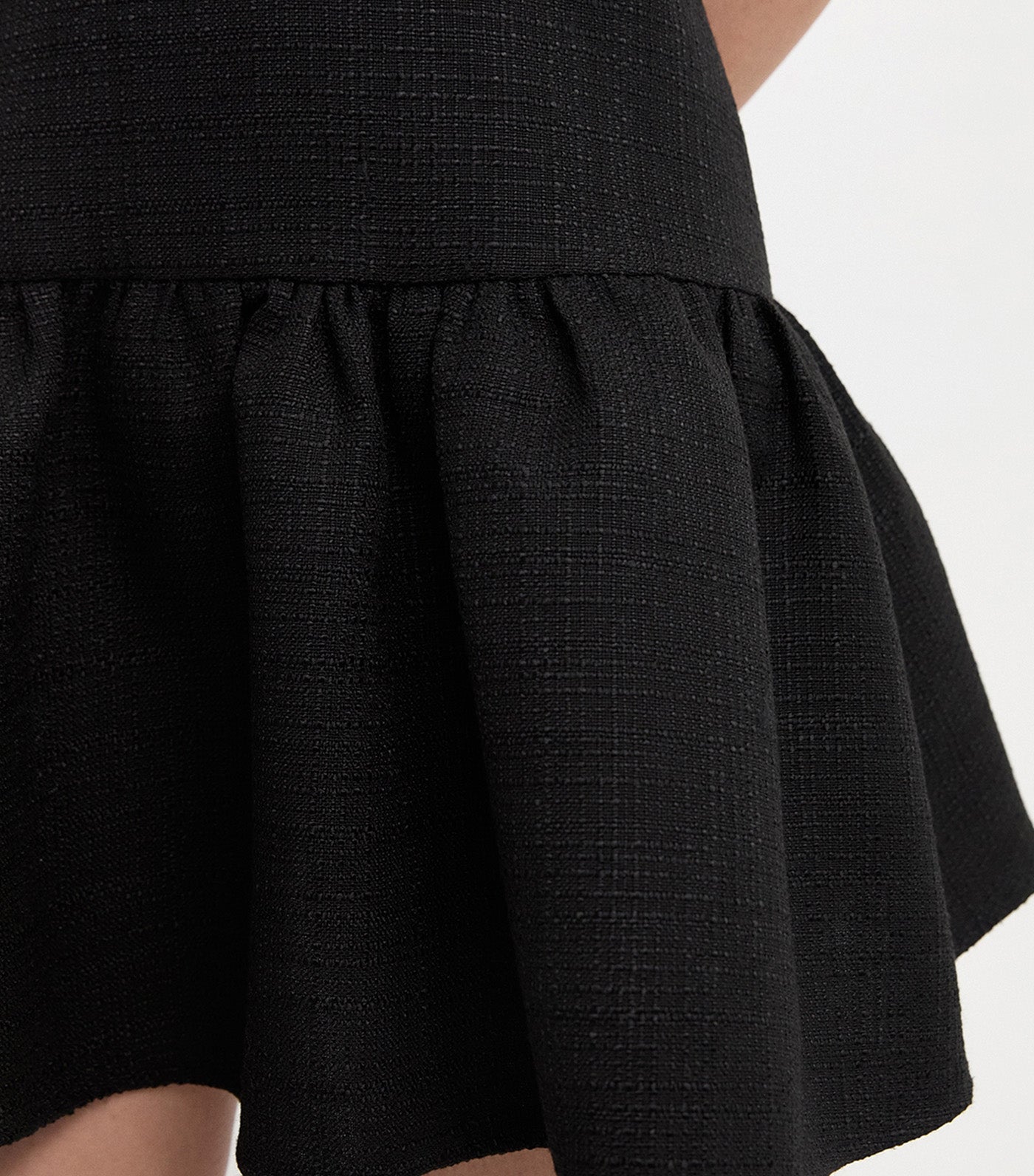Bow Mesh Puff Sleeve Mini Dress Black