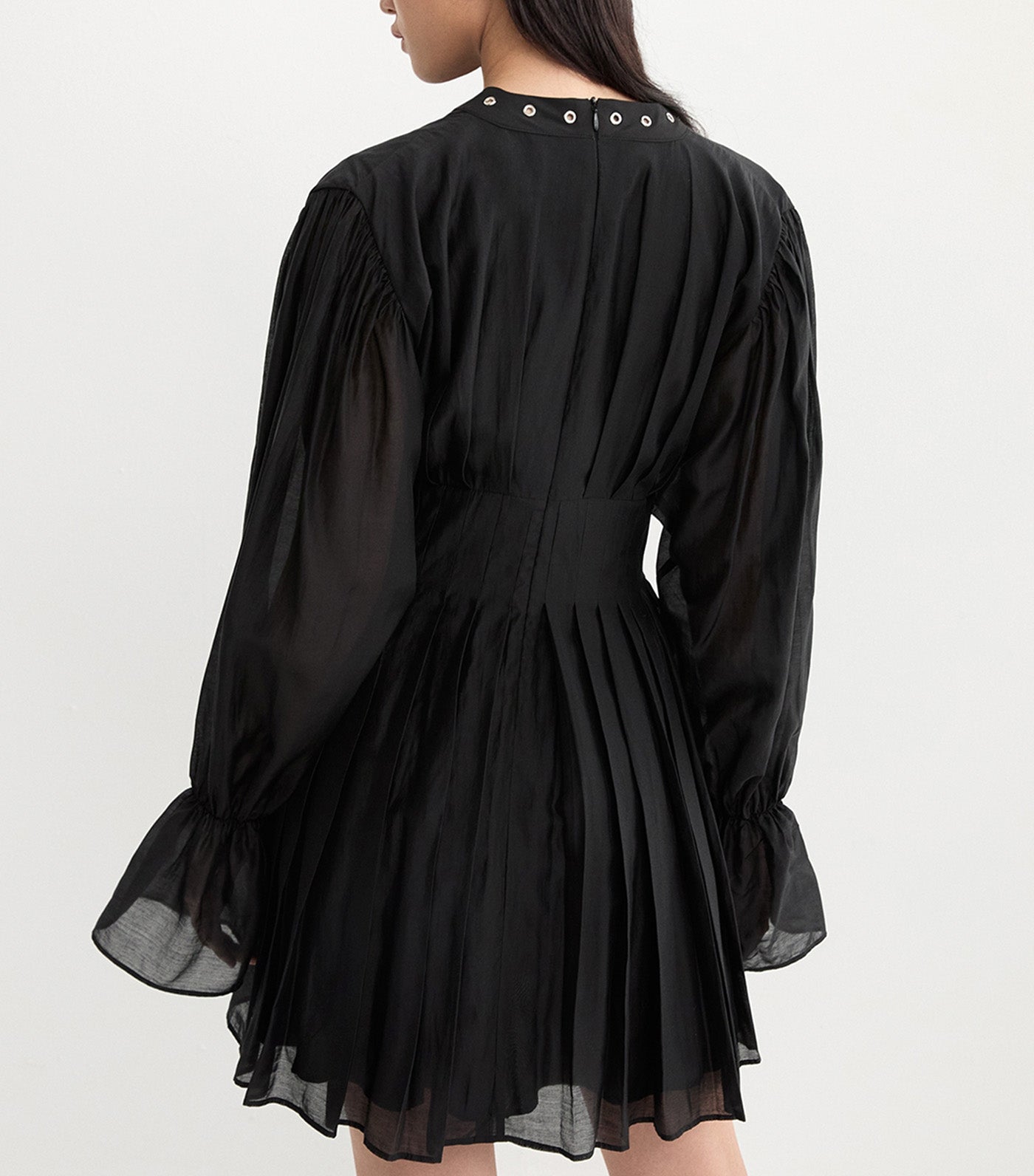 Lace Up Eyelet Dress Black