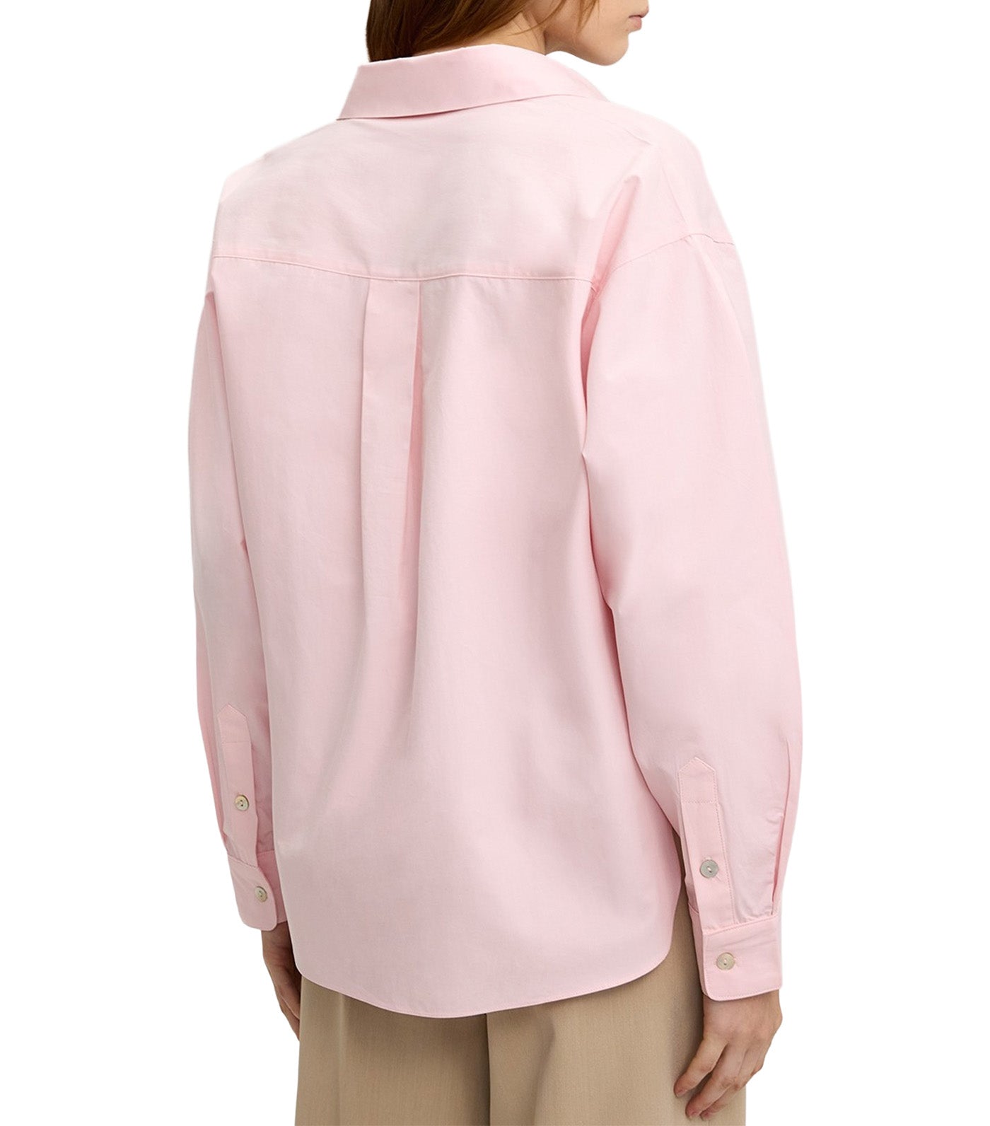 Pocketed Oversized Roll Sleeve Shirt Light Pink