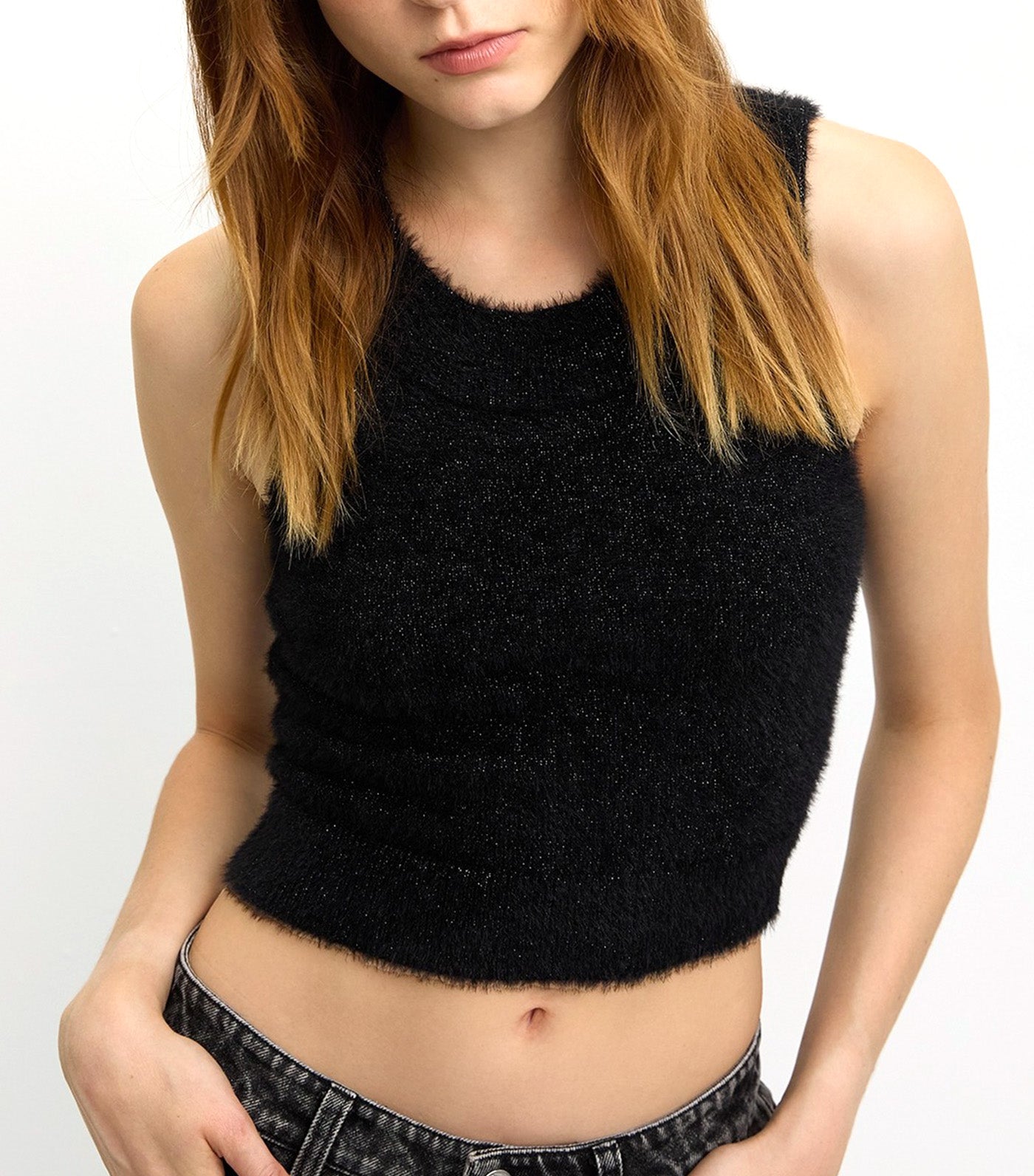 Round Neck Tank Top Black