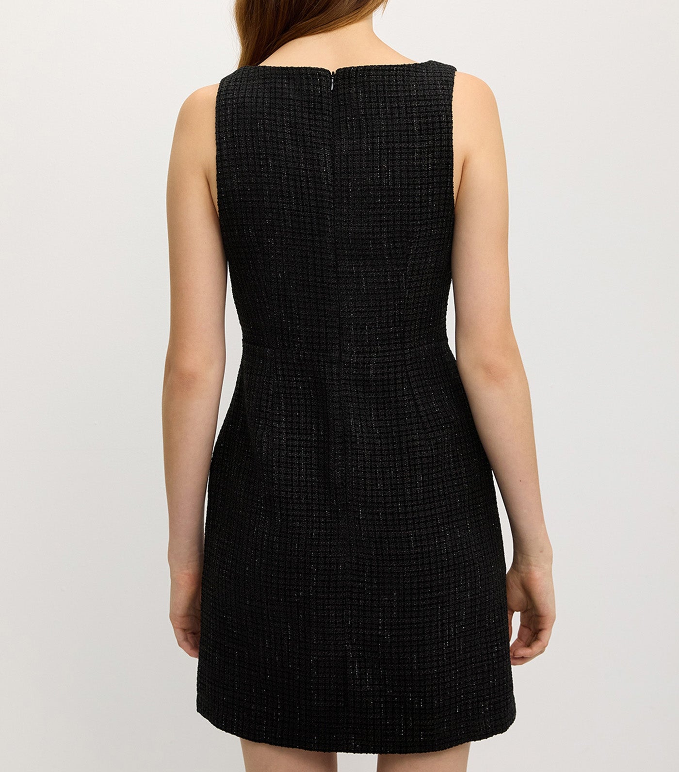 Buttoned Tweed Dress Black