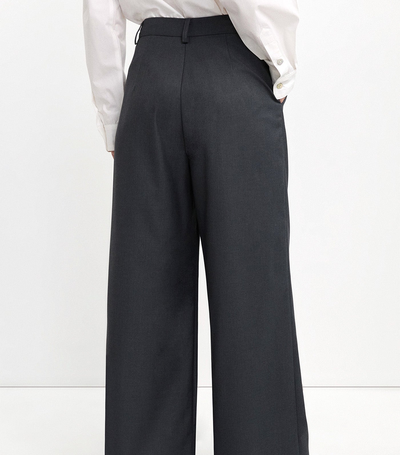 Pleated Wide Leg Trousers Dark Gray