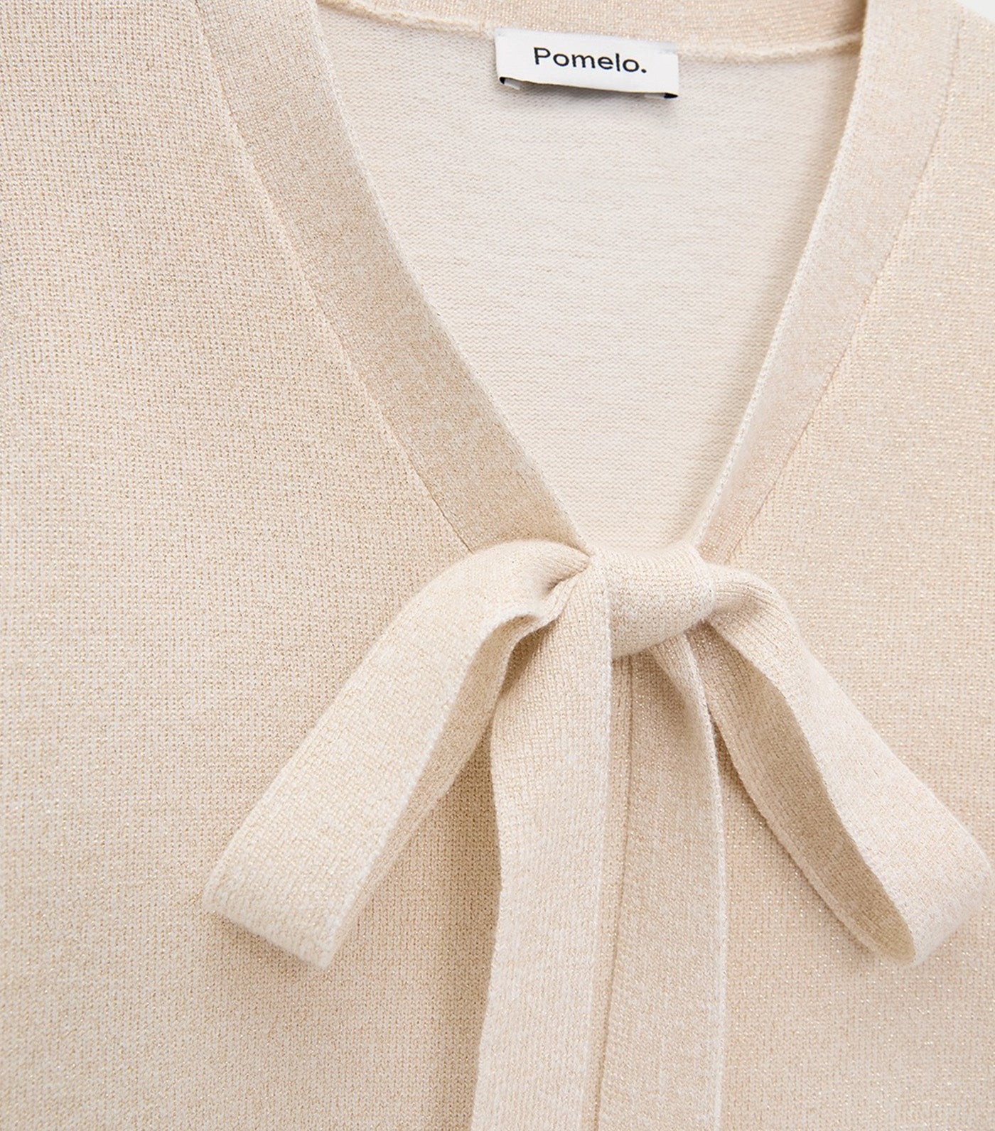 Pomelo Oversized Tie Detail Knit Top Ivory