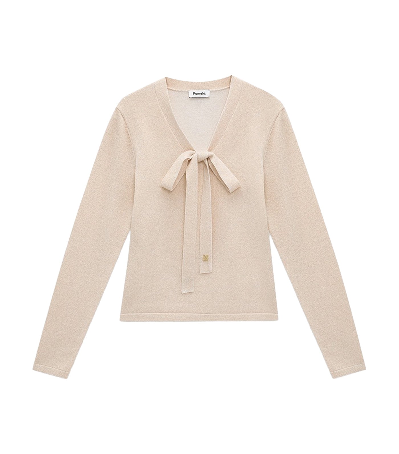 Pomelo Oversized Tie Detail Knit Top Ivory