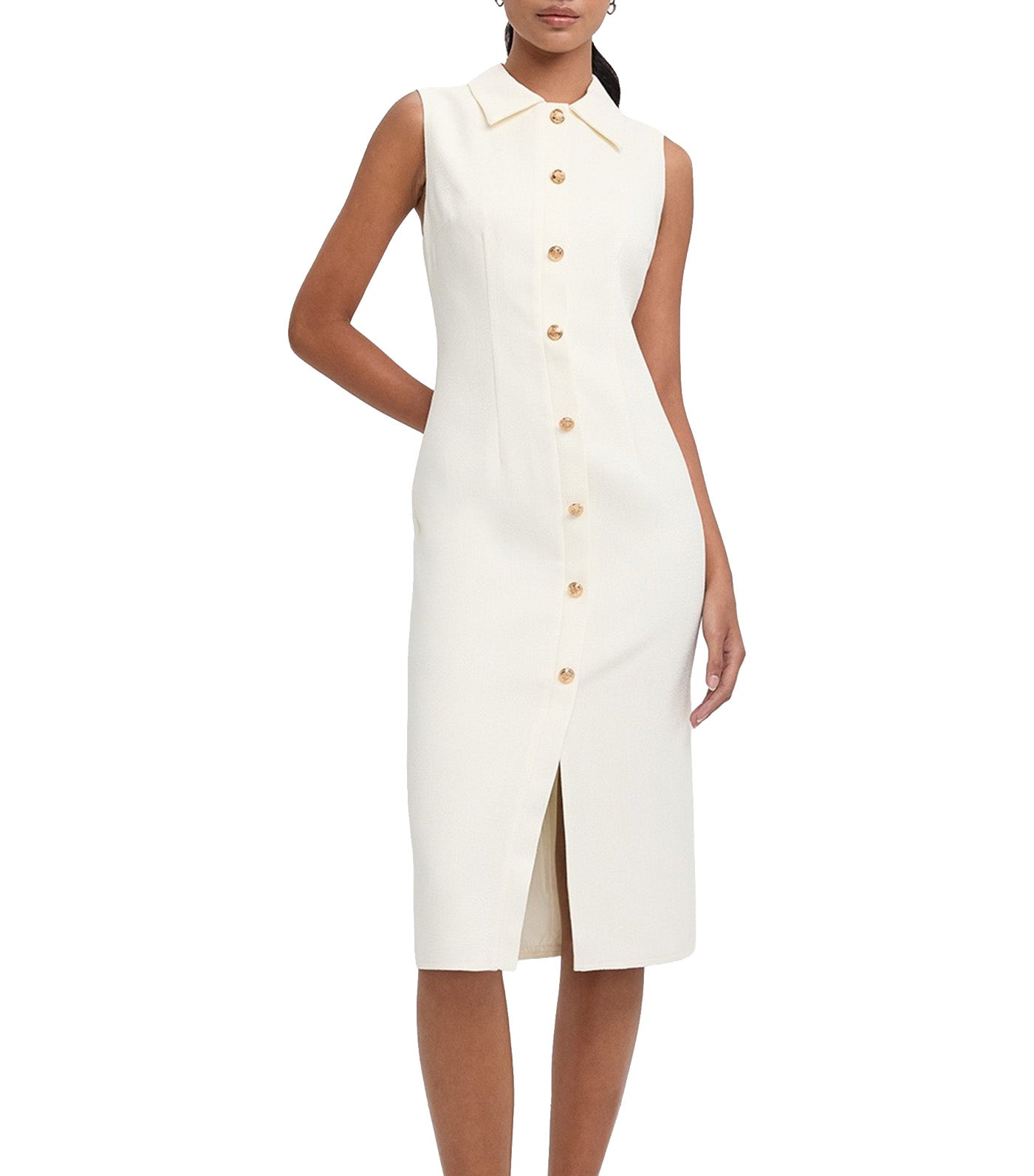 Pomelo Sleeveless Shirt Dress Ivory