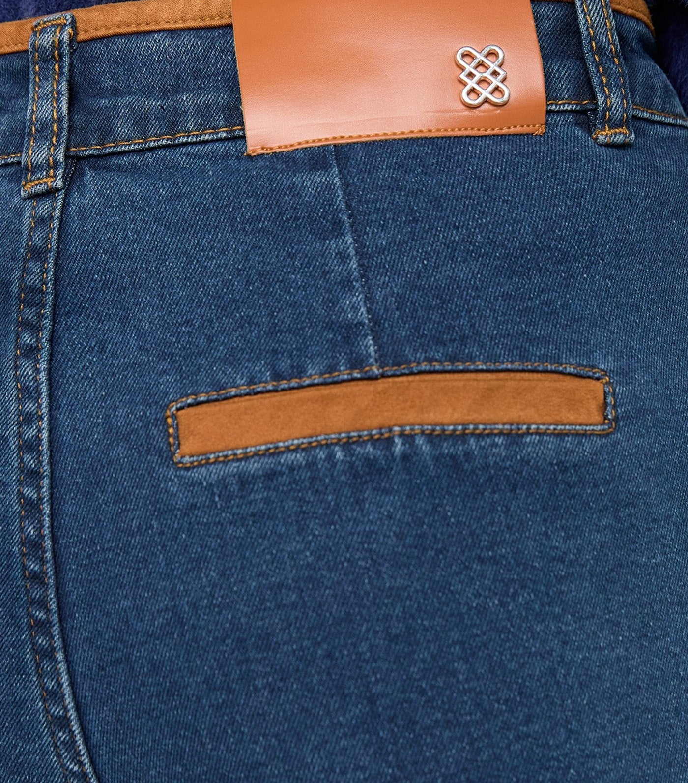 Pomelo High-Waisted Suede-Trim Jean Indigo