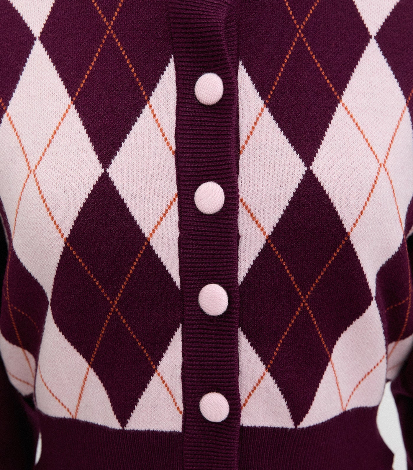 Pomelo Diamond Knit Crop Cardigan Burgundy