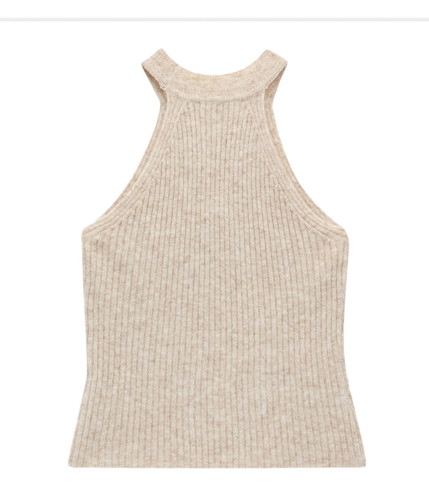Keyhole Halter Knit Top Taupe