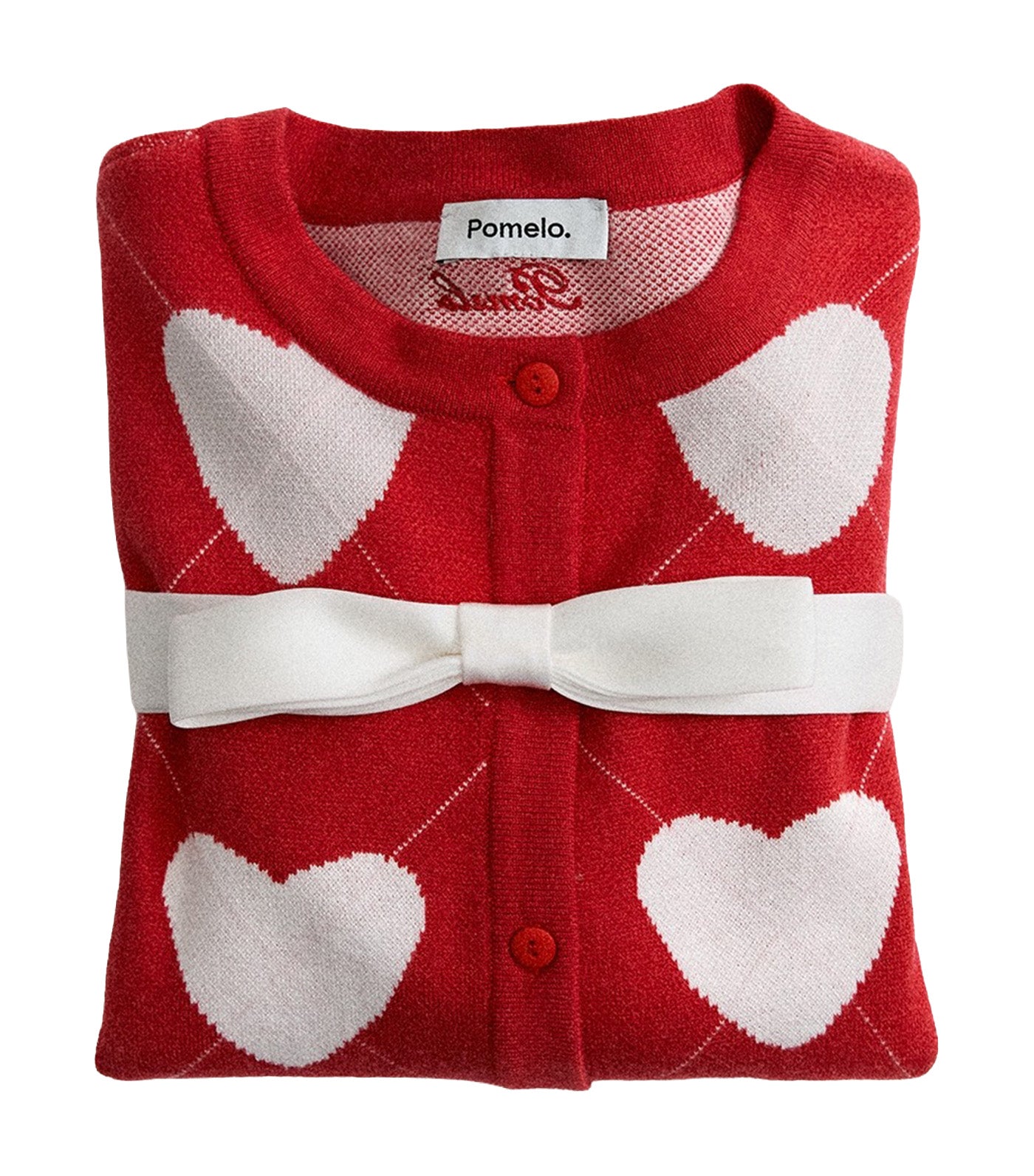 Pomelo Heartfelt Cardigan Red
