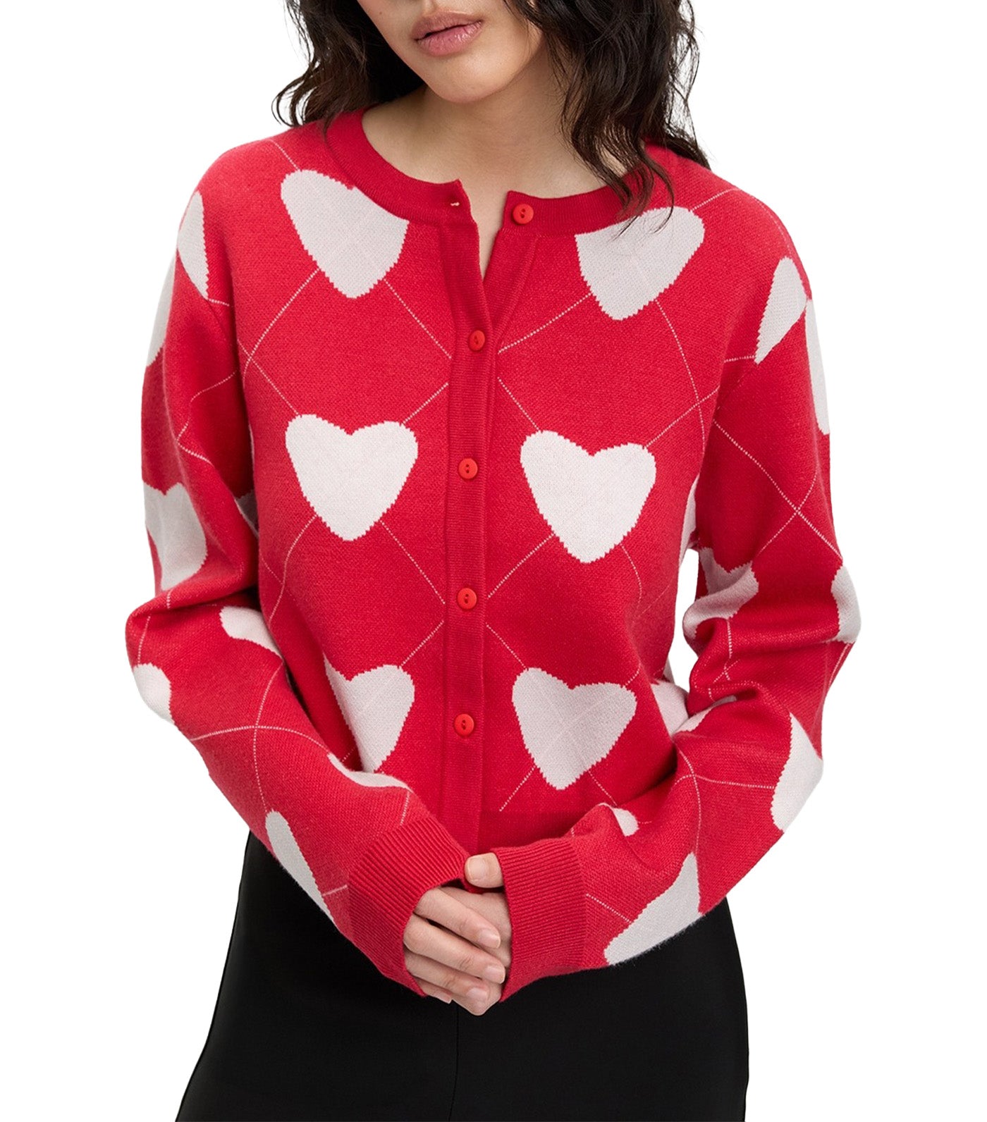 Pomelo Heartfelt Cardigan Red