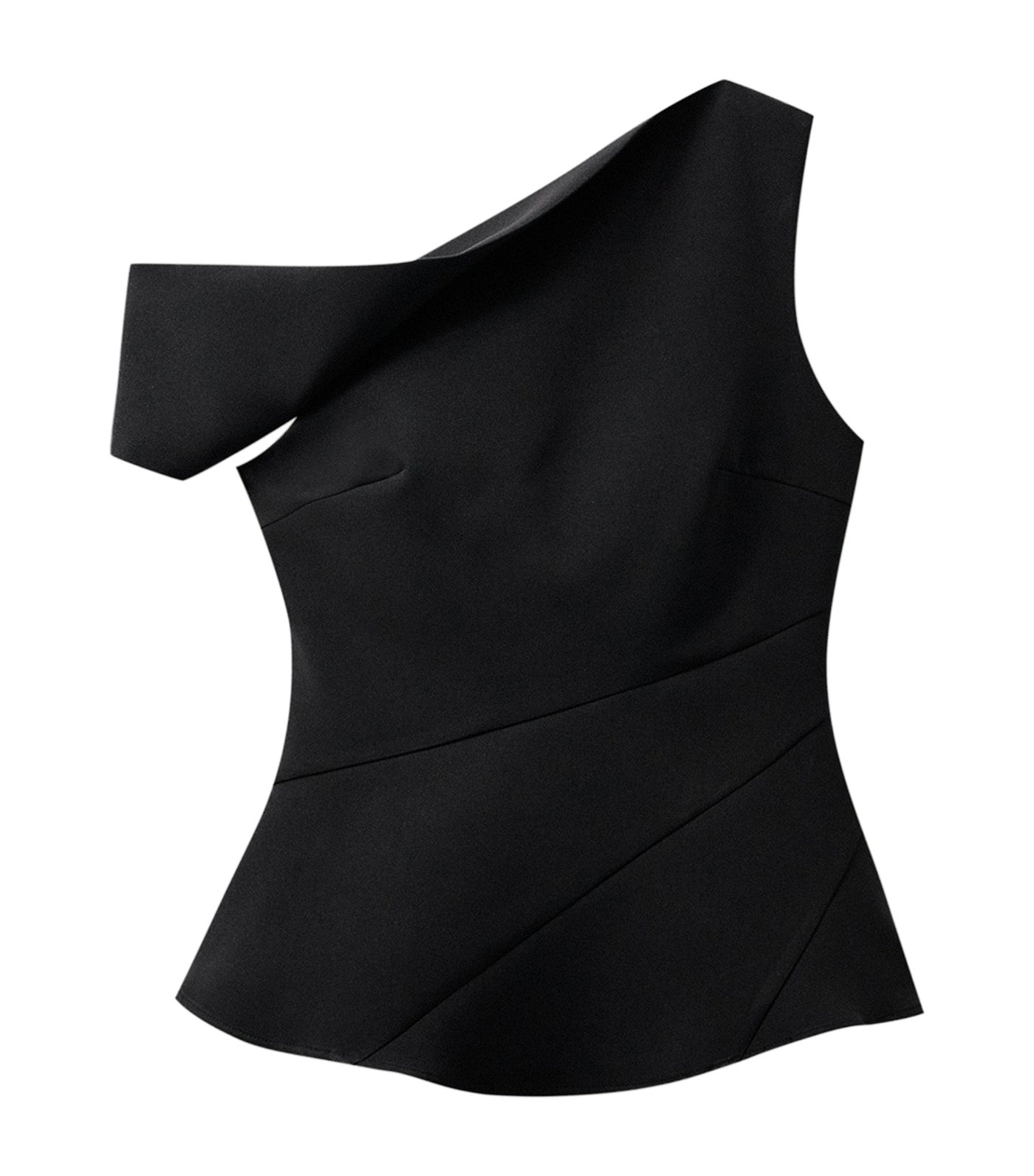 Pomelo One Shoulder Peplum Hem Blouse Black