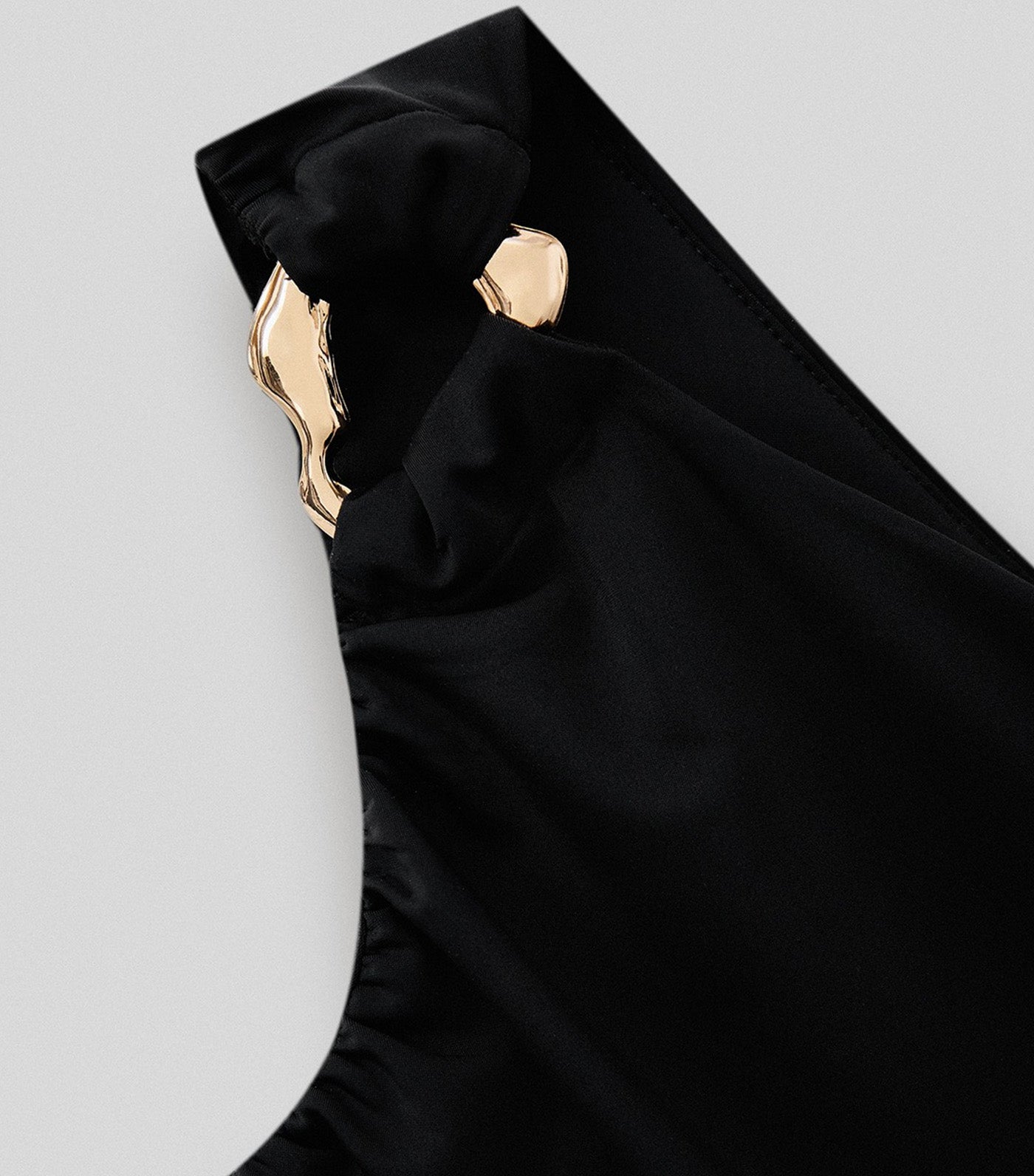 Pomelo One Shoulder Ruched Blouse Black