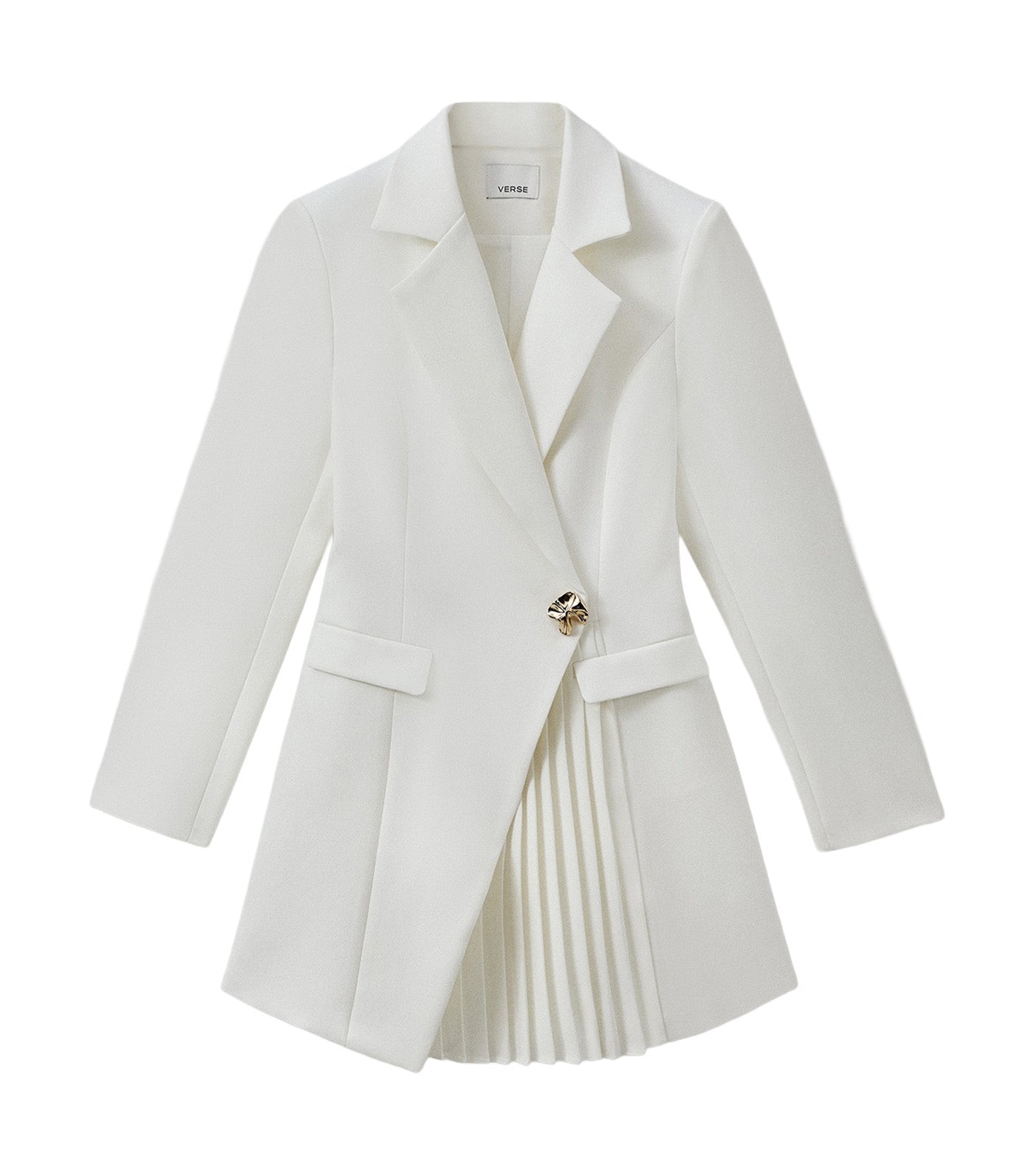 Pomelo Notch Lapel Wrap Blazer Mini Dress White