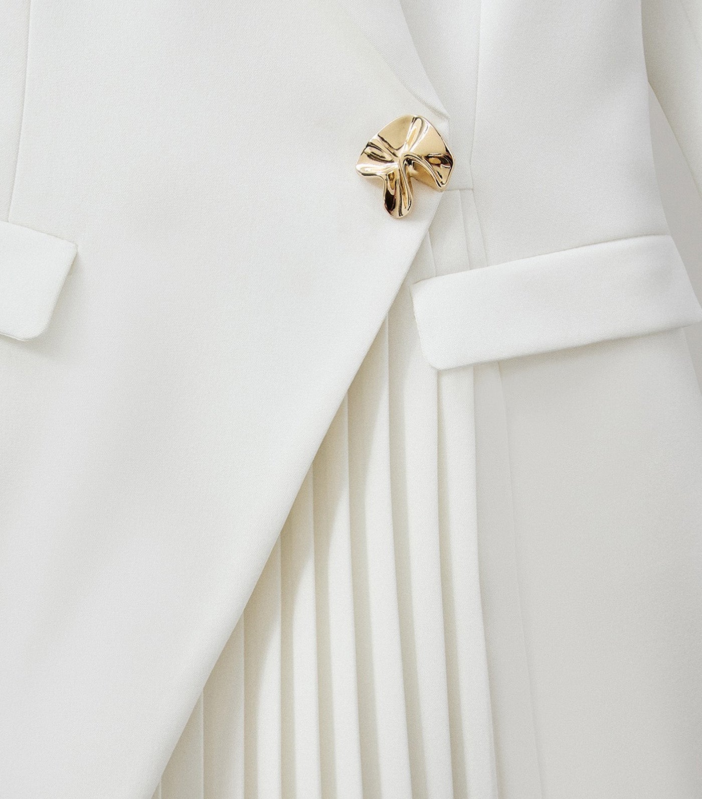 Pomelo Notch Lapel Wrap Blazer Mini Dress White