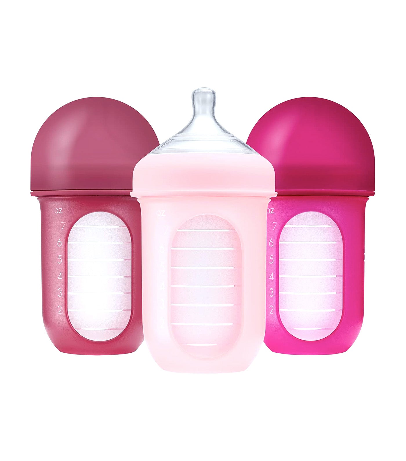 3-Pack Nursh Silicone Pouch Bottle 8oz Pink