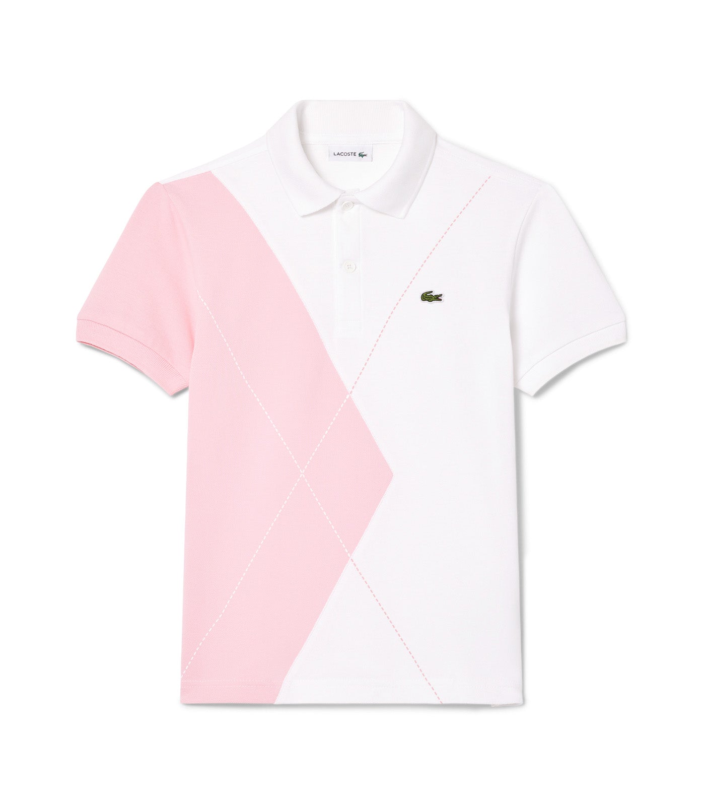 Argyle Motif Piqué Polo Shirt White/Lotus