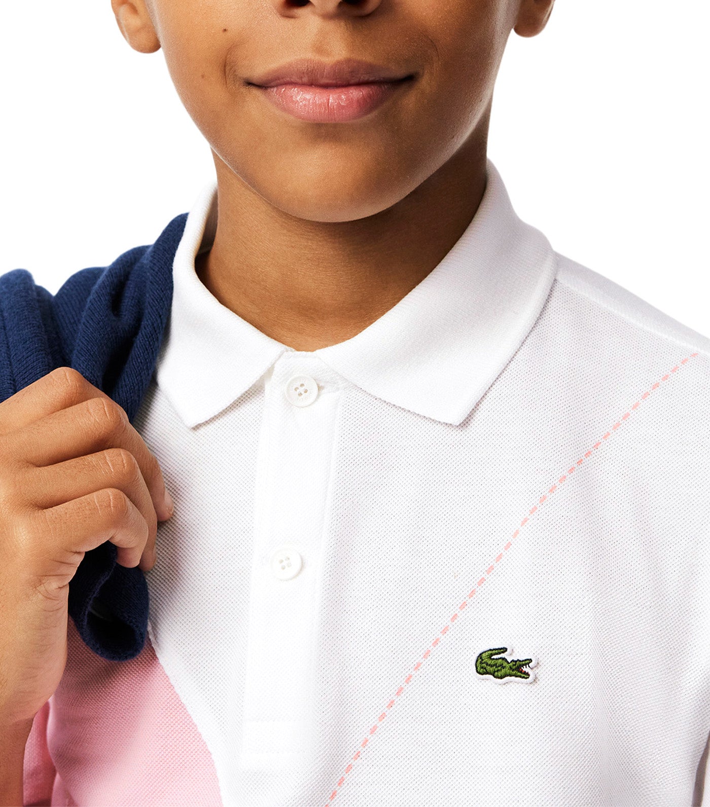 Argyle Motif Piqué Polo Shirt White/Lotus