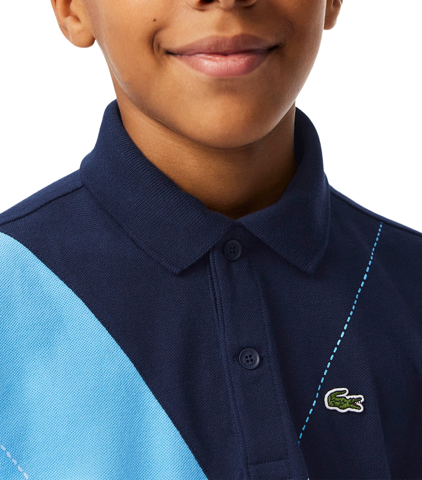 Argyle Motif Piqué Polo Shirt Navy Blue/Argentine Blue
