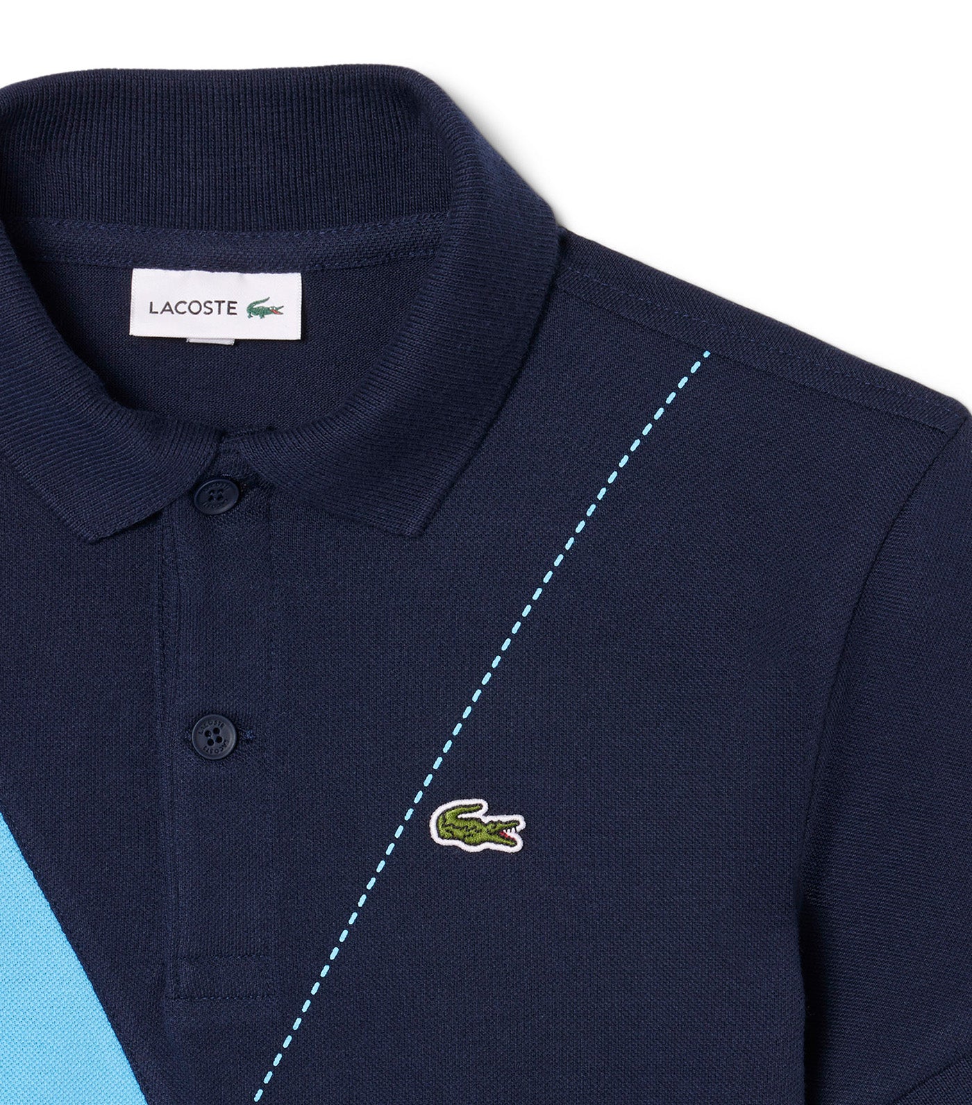 Argyle Motif Piqué Polo Shirt Navy Blue/Argentine Blue