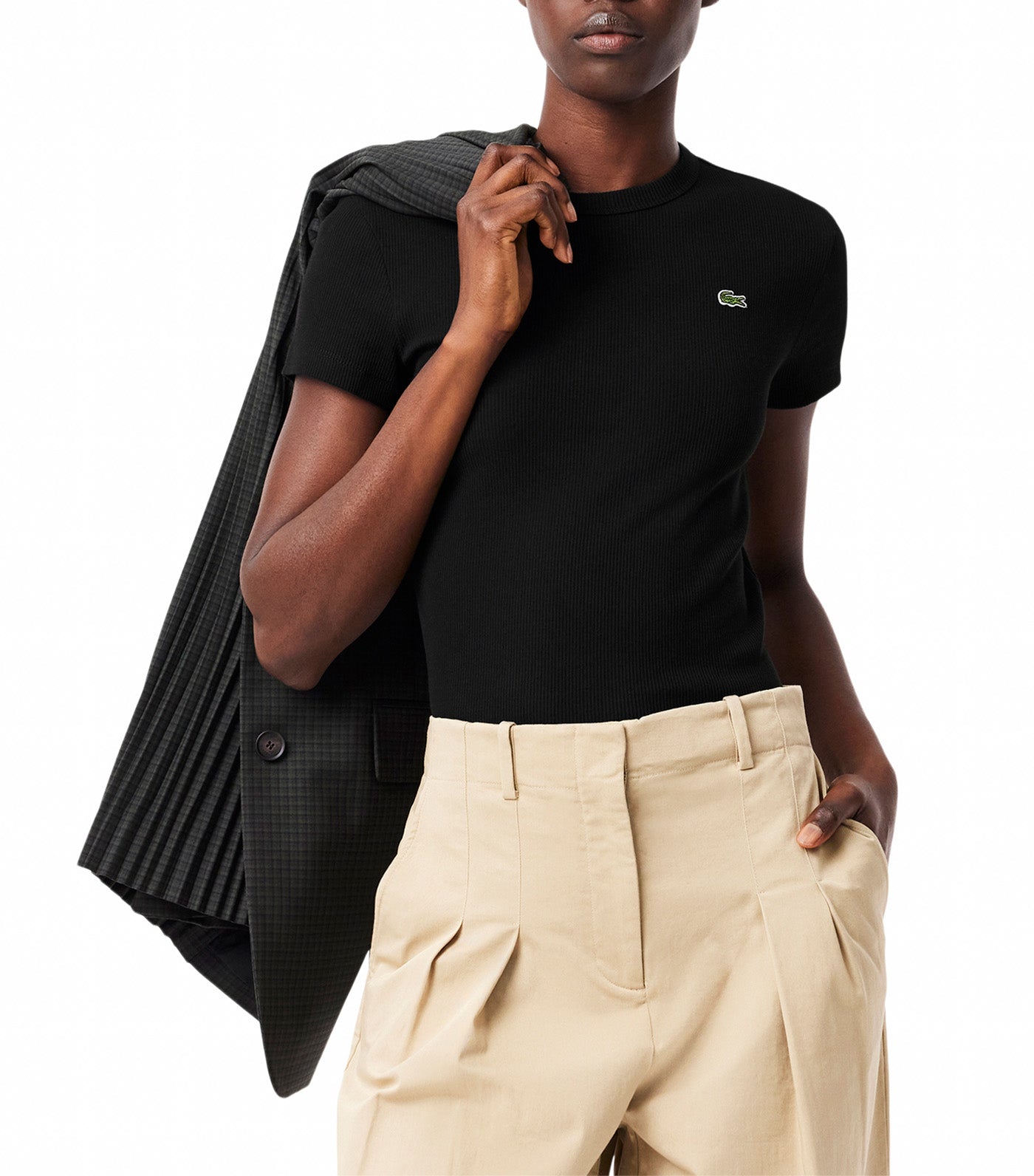 Slim Fit Ribbed Cotton T-shirt