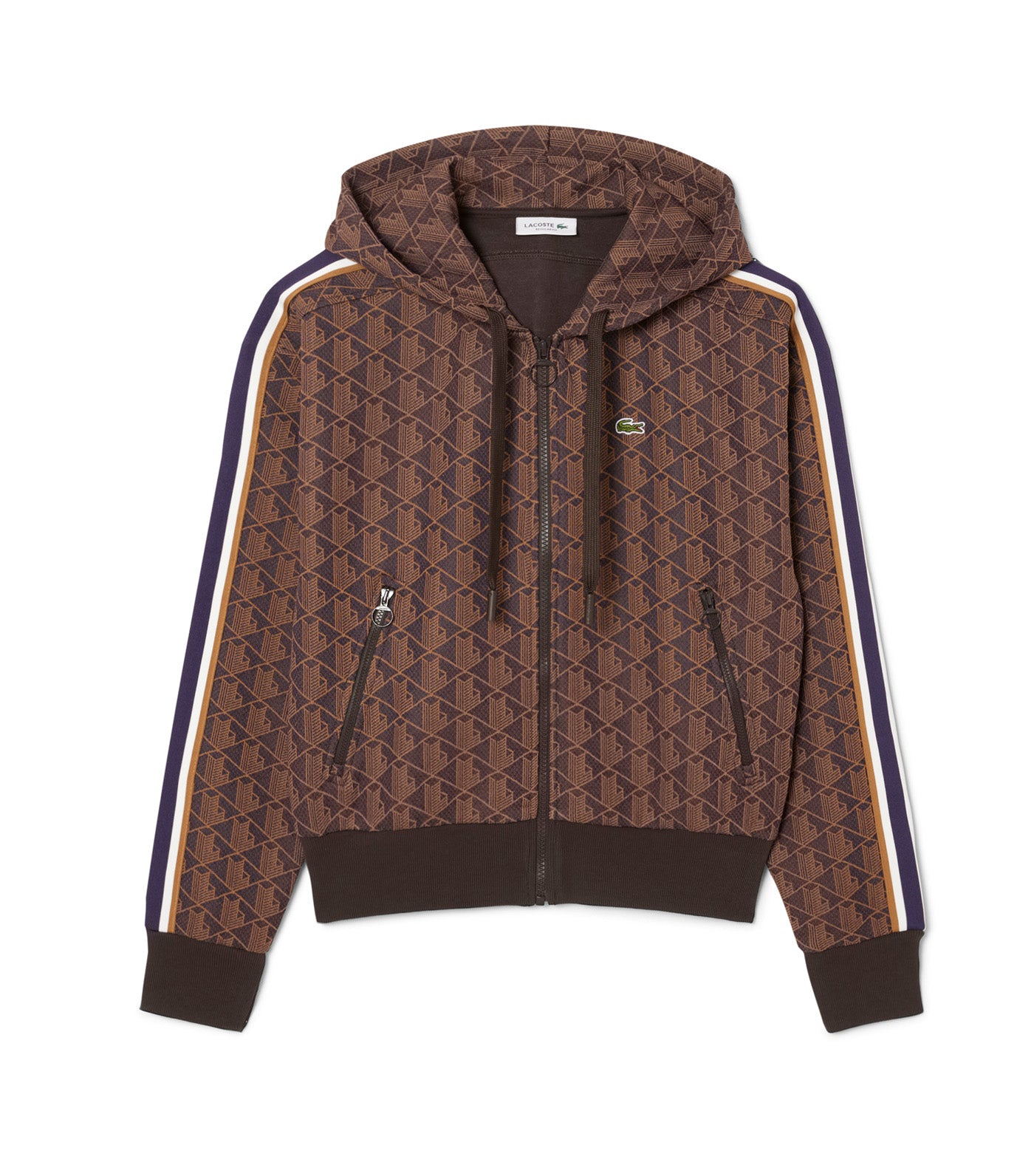 Lacoste Jacquard Monogram Hoodie Velvet/Date Brown