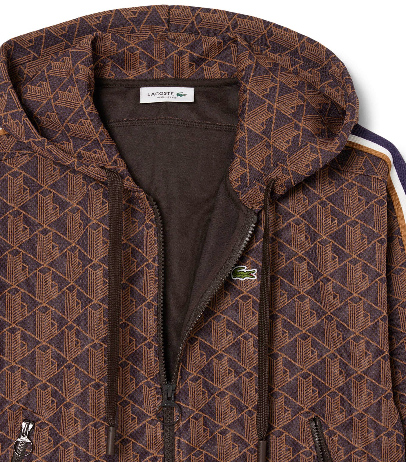 Lacoste Jacquard Monogram Hoodie Velvet/Date Brown