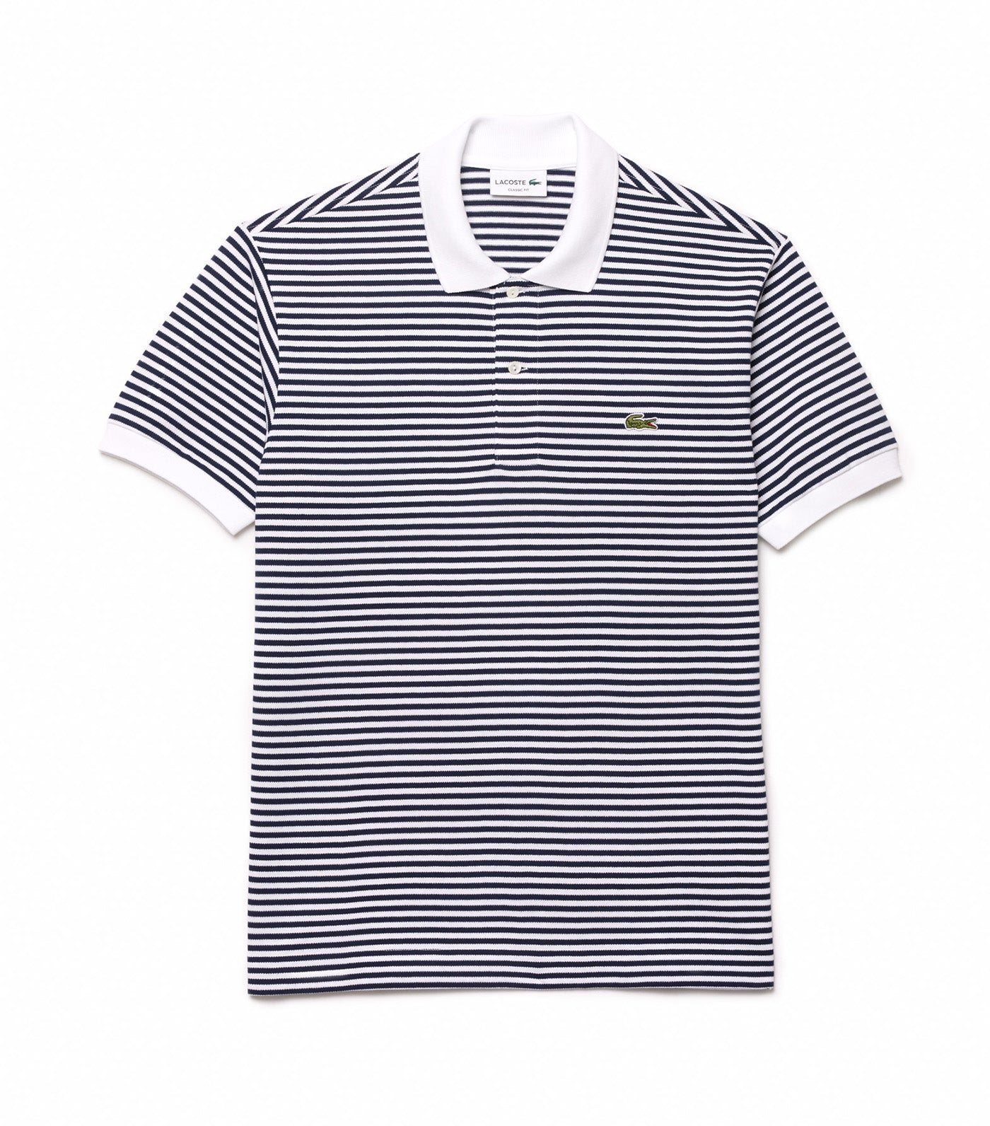 Classic Fit L.12.12 Striped Petit Piqué Polo Shirt White/Overview