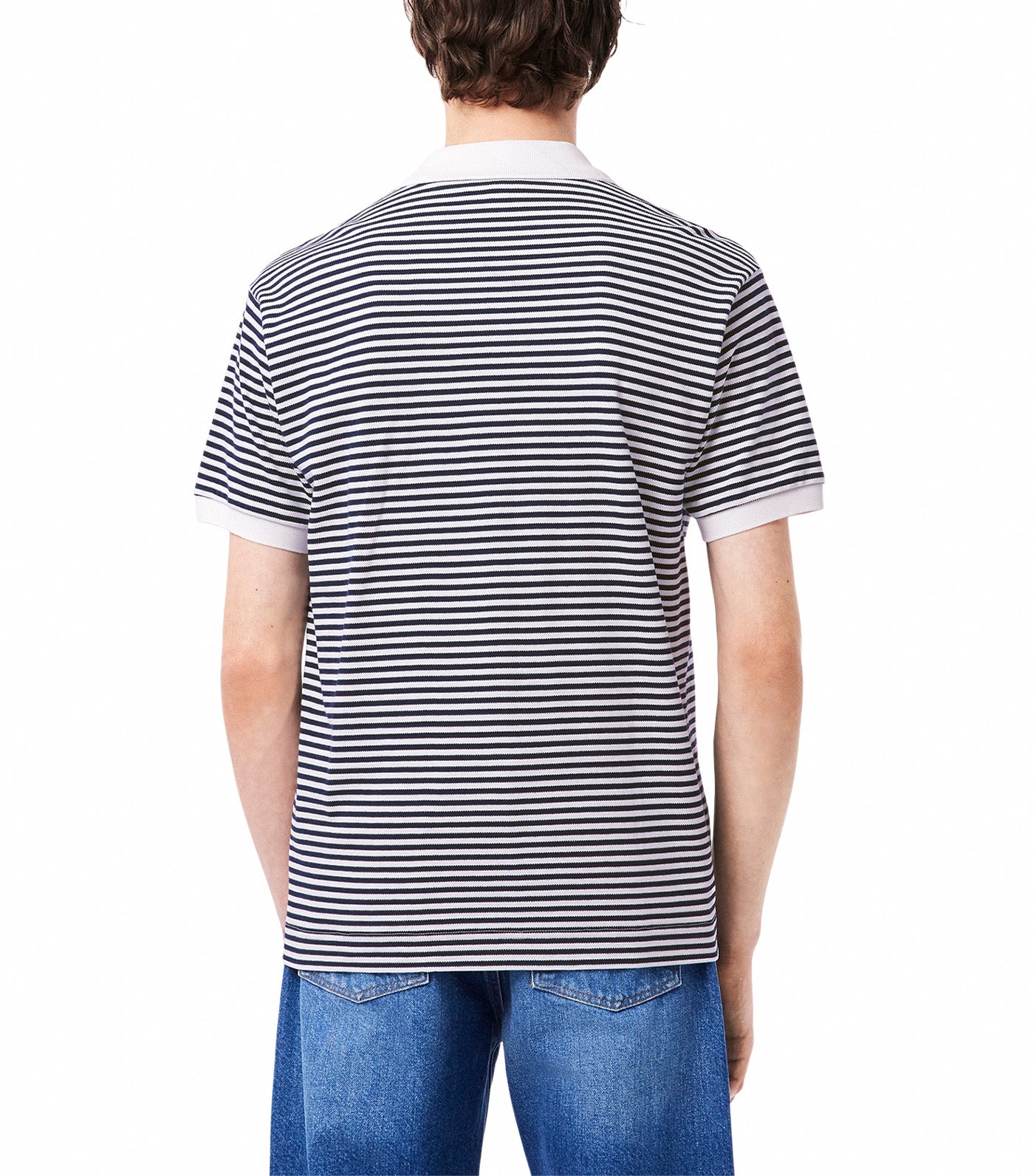 Classic Fit L.12.12 Striped Petit Piqué Polo Shirt White/Overview
