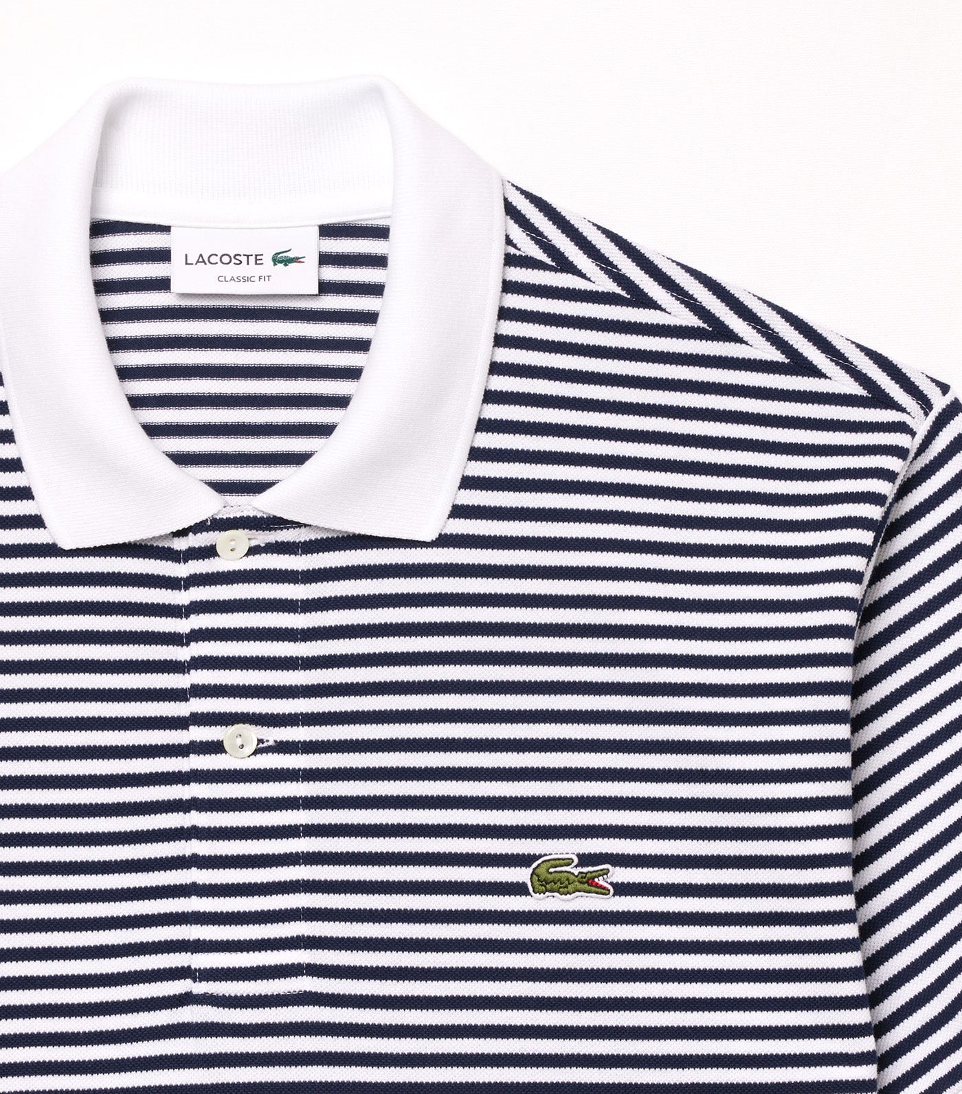 Classic Fit L.12.12 Striped Petit Piqué Polo Shirt White/Overview