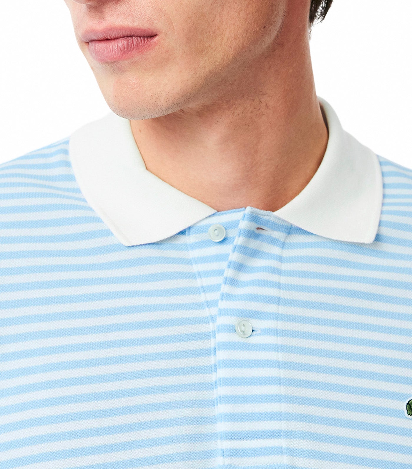 Classic Fit L.12.12 Striped Petit Piqué Polo Shirt White/Overview