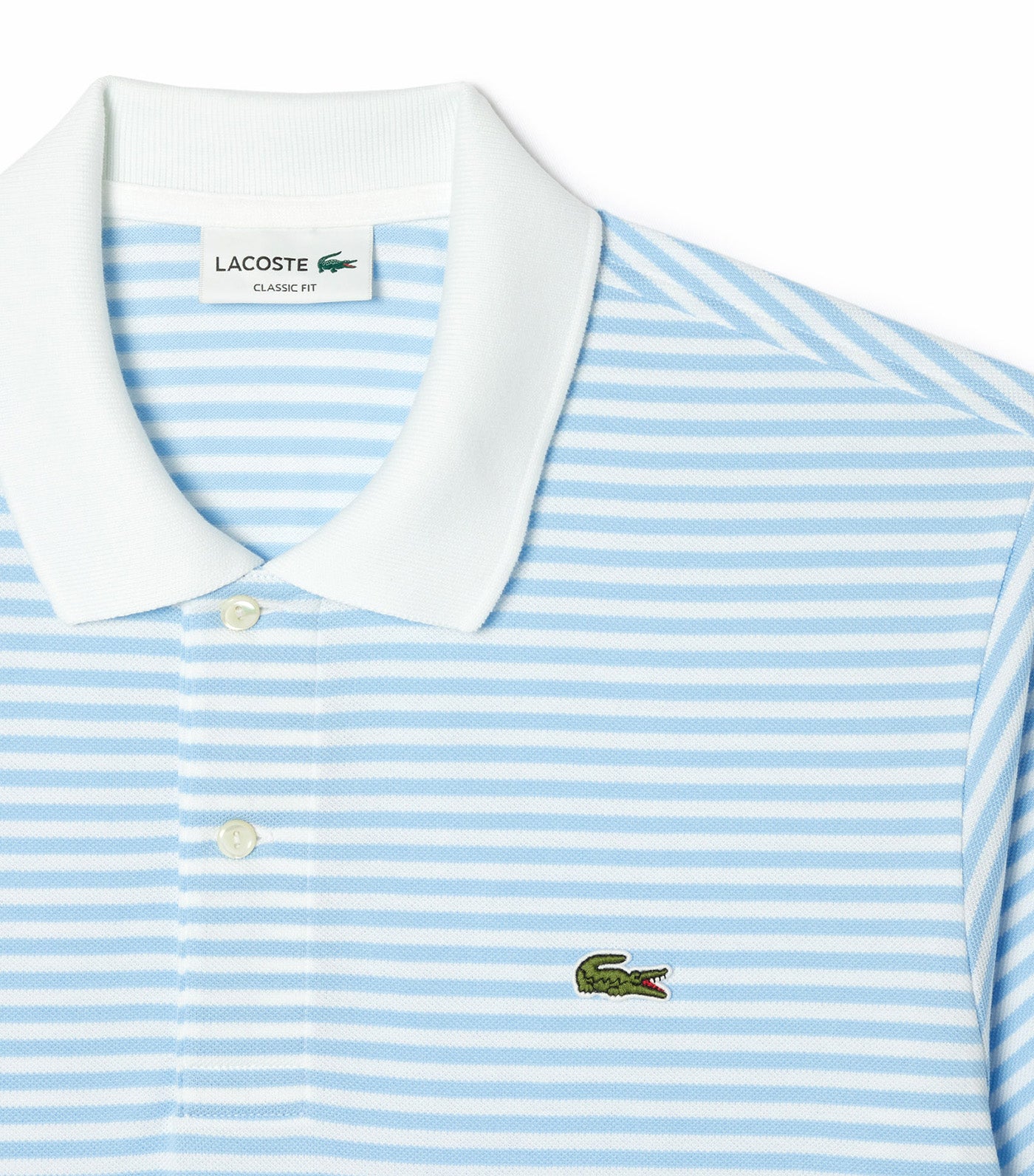 Classic Fit L.12.12 Striped Petit Piqué Polo Shirt White/Overview