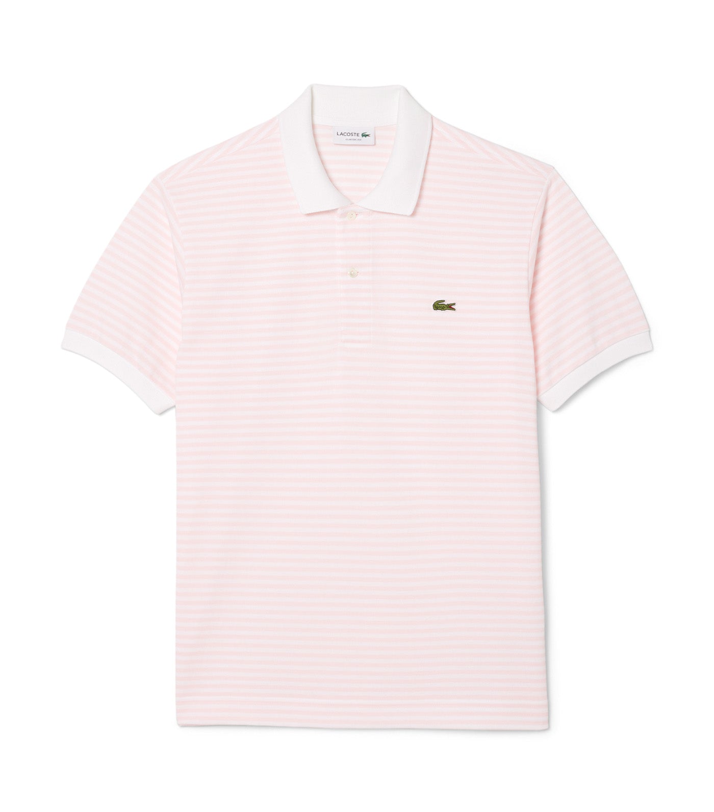 Classic Fit L.12.12 Striped Petit Piqué Polo Shirt White/Overview