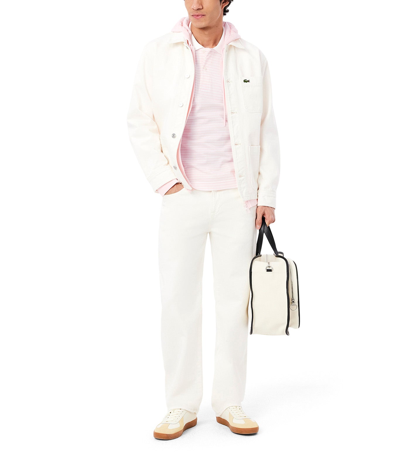 Classic Fit L.12.12 Striped Petit Piqué Polo Shirt White/Overview