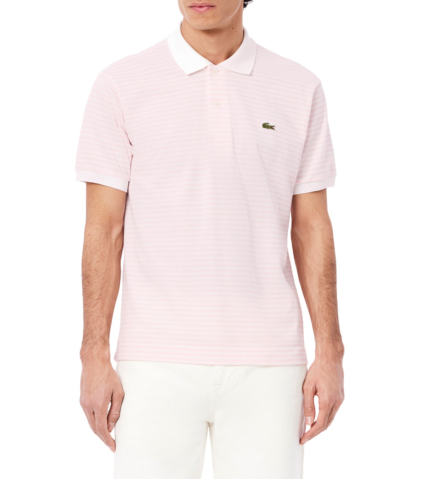 Classic Fit L.12.12 Striped Petit Piqué Polo Shirt White/Overview