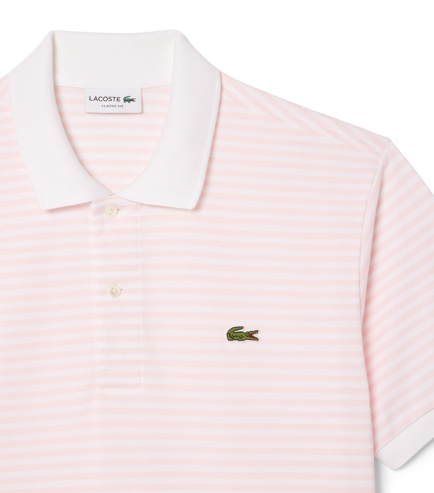 Classic Fit L.12.12 Striped Petit Piqué Polo Shirt White/Overview