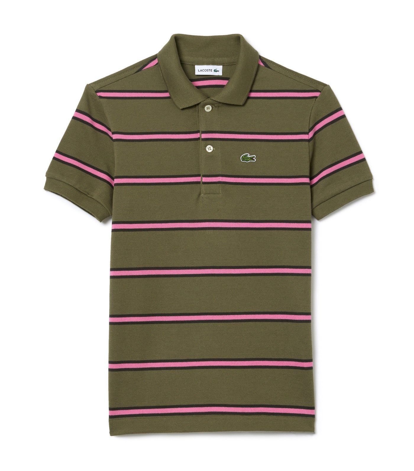 Boys’ Striped Piqué Polo Shirt Khaki/Sapwood-Reseda