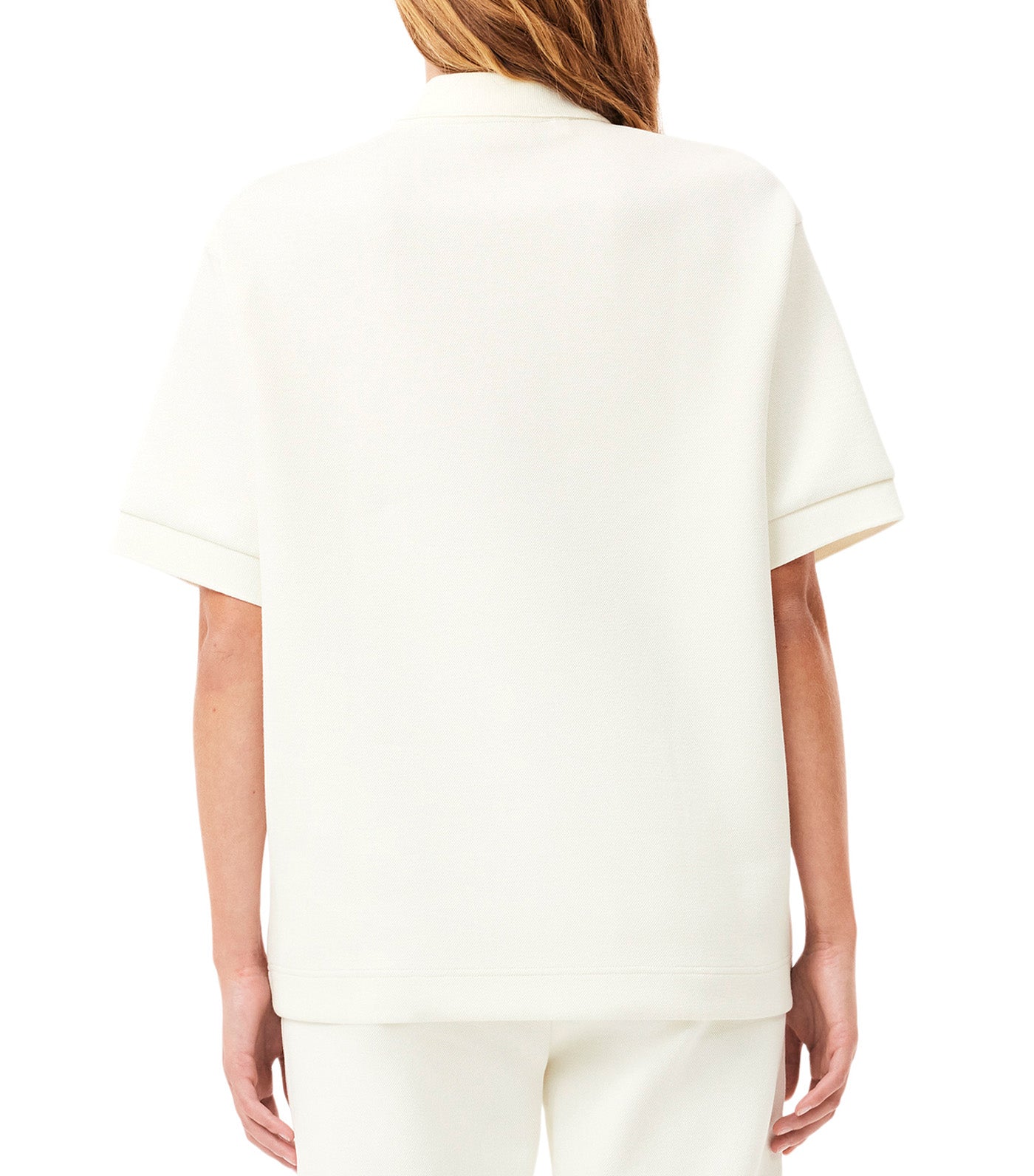 Double Sided Cotton Piqué Oversized Polo Shirt Flour
