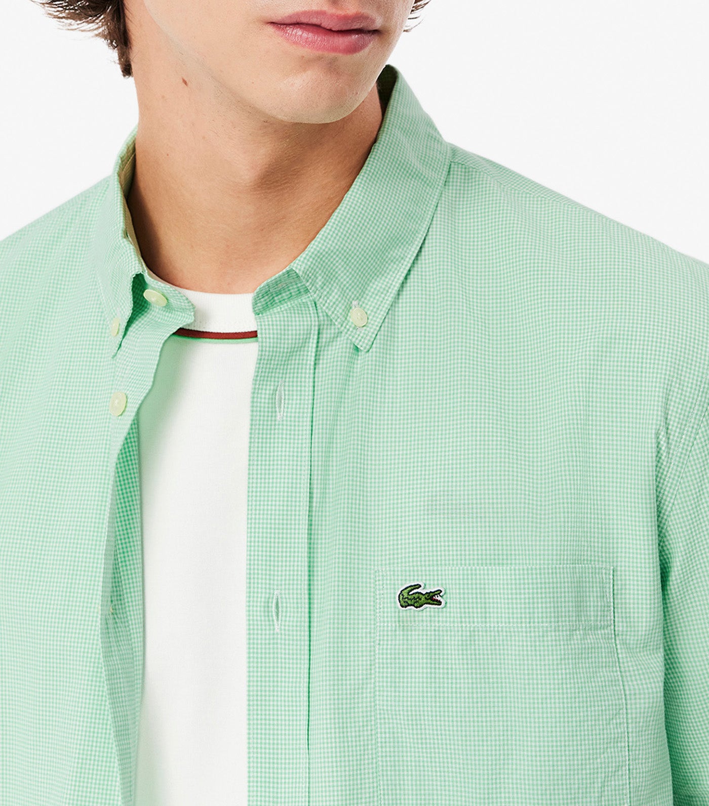 Short Sleeved Regular Fit Gingham Shirt White/Liamone