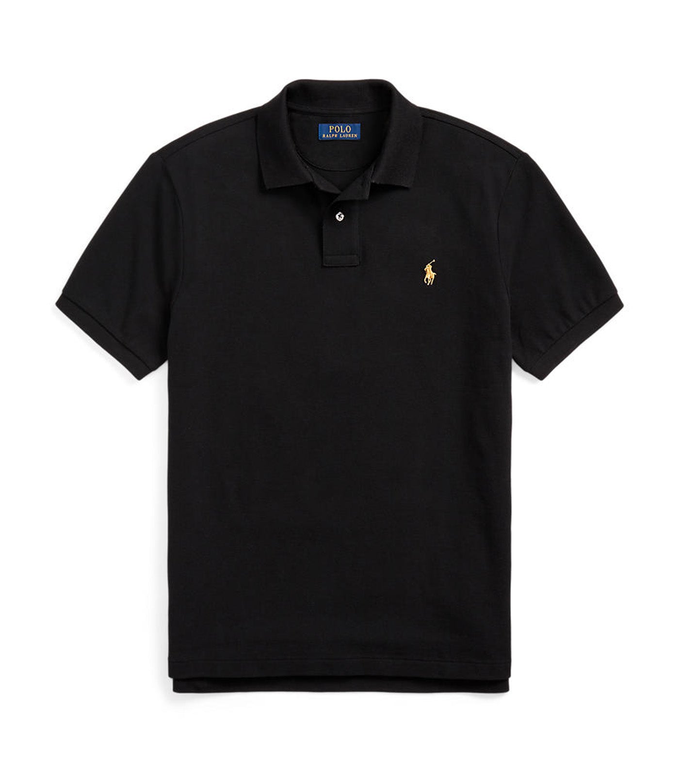 Men's Custom Slim Plaid-Trim Mesh Polo Shirt Polo Black