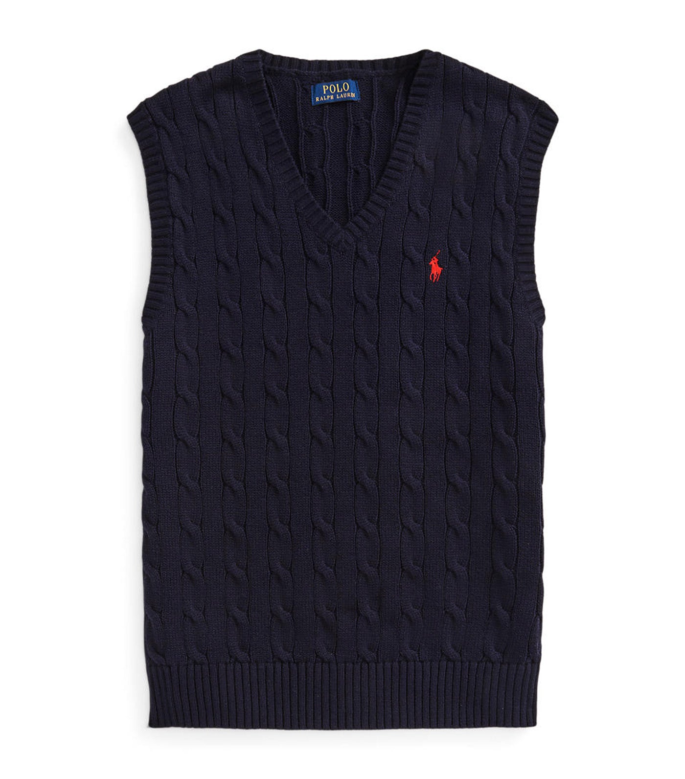 Men's Cable-Knit Cotton Sweater Vest Blue