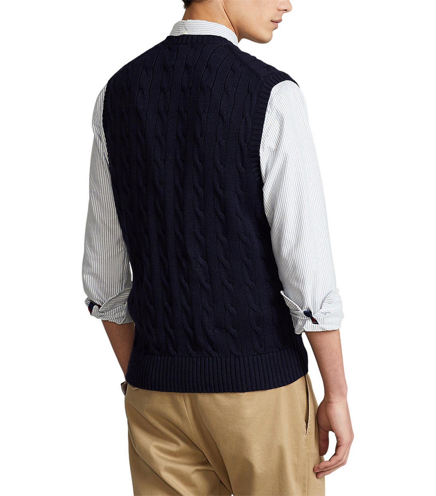 Polo Ralph Lauren Men's Cable-Knit Cotton Sweater Vest Blue