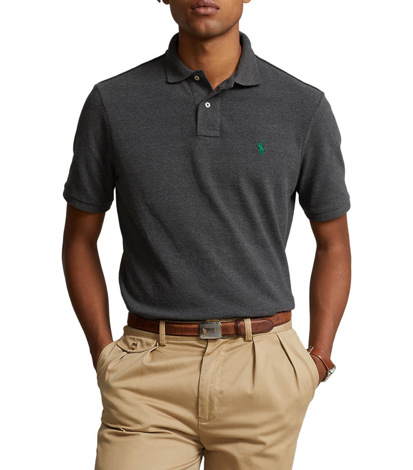 Men's Custom Slim Fit Mesh Polo Shirt Barclay Heather