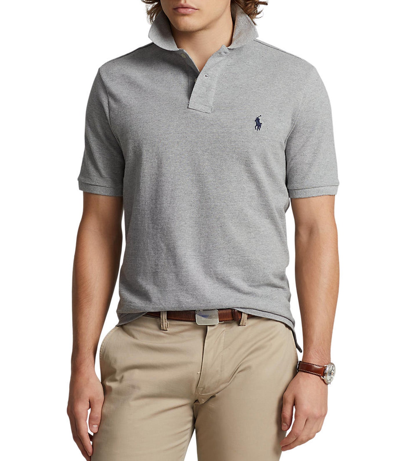 Men's Custom Slim Fit Mesh Polo Shirt Andover Heather