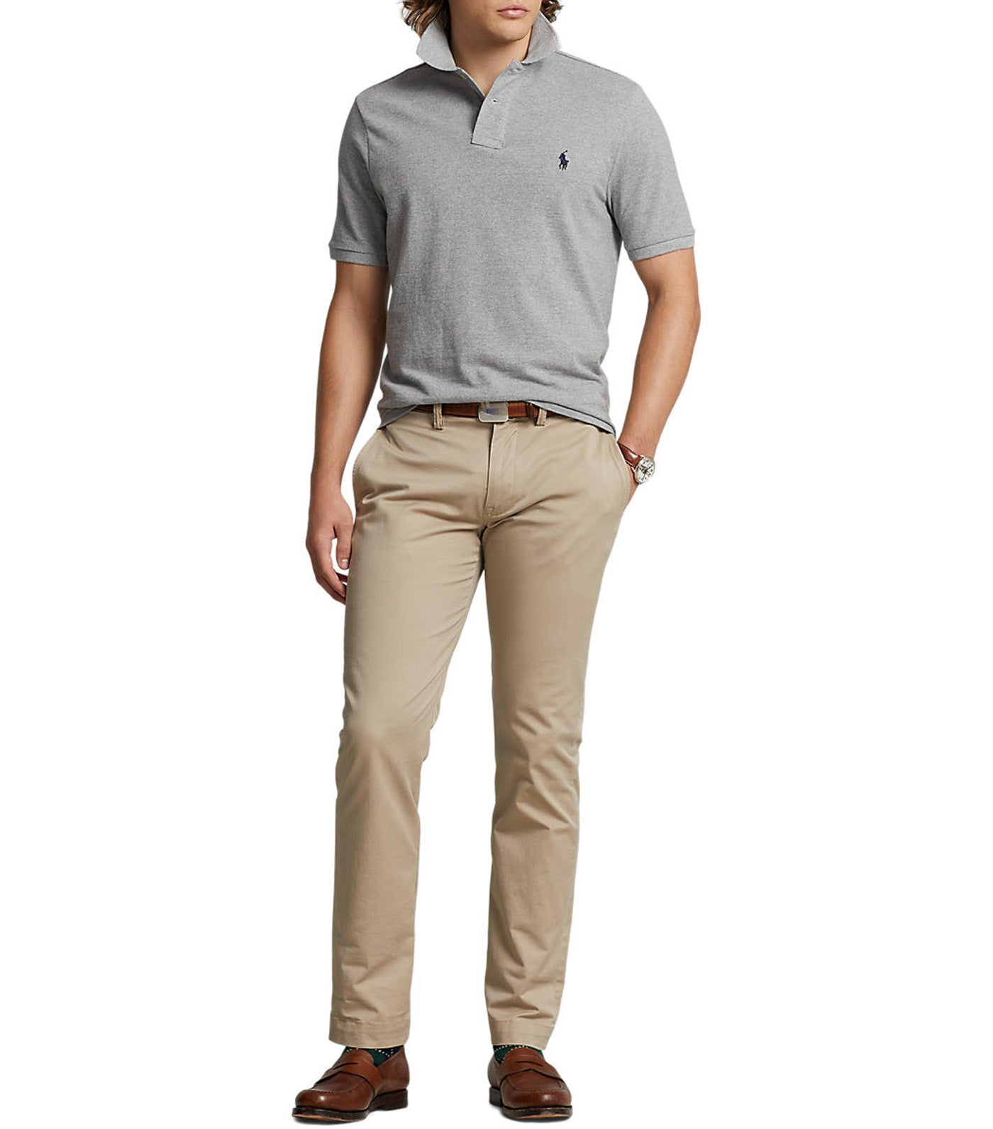 Men's Custom Slim Fit Mesh Polo Shirt Andover Heather